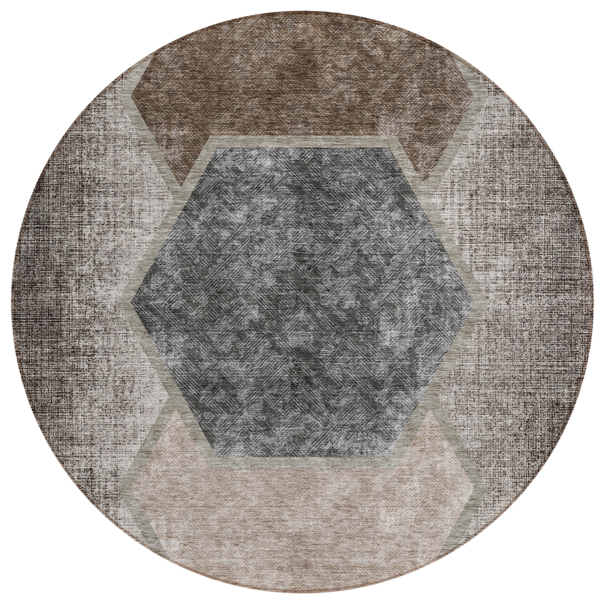 Addison Rugs ACN679FU8RO Chantille ACN679FU 8 x 8 (ft) Polyester Fudge Round Indoor/Outdoor Geometric Machine washable Area rug
