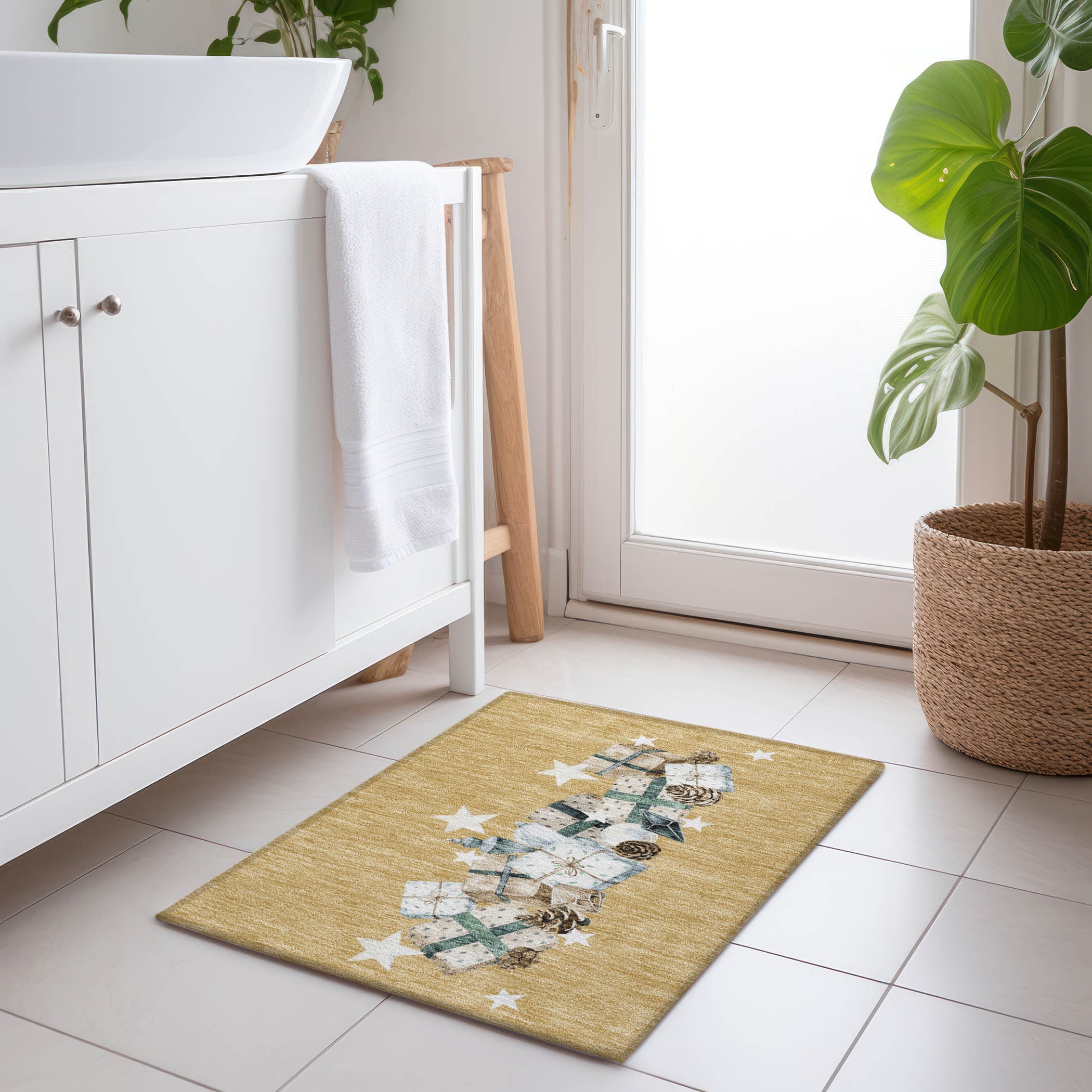 Addison Rugs ACN1825GO20X30 Chantille ACN1825GO 1 x 2 (ft) Loomed Polyester Gold Rectangular Indoor/Outdoor Machine washable Area rug
