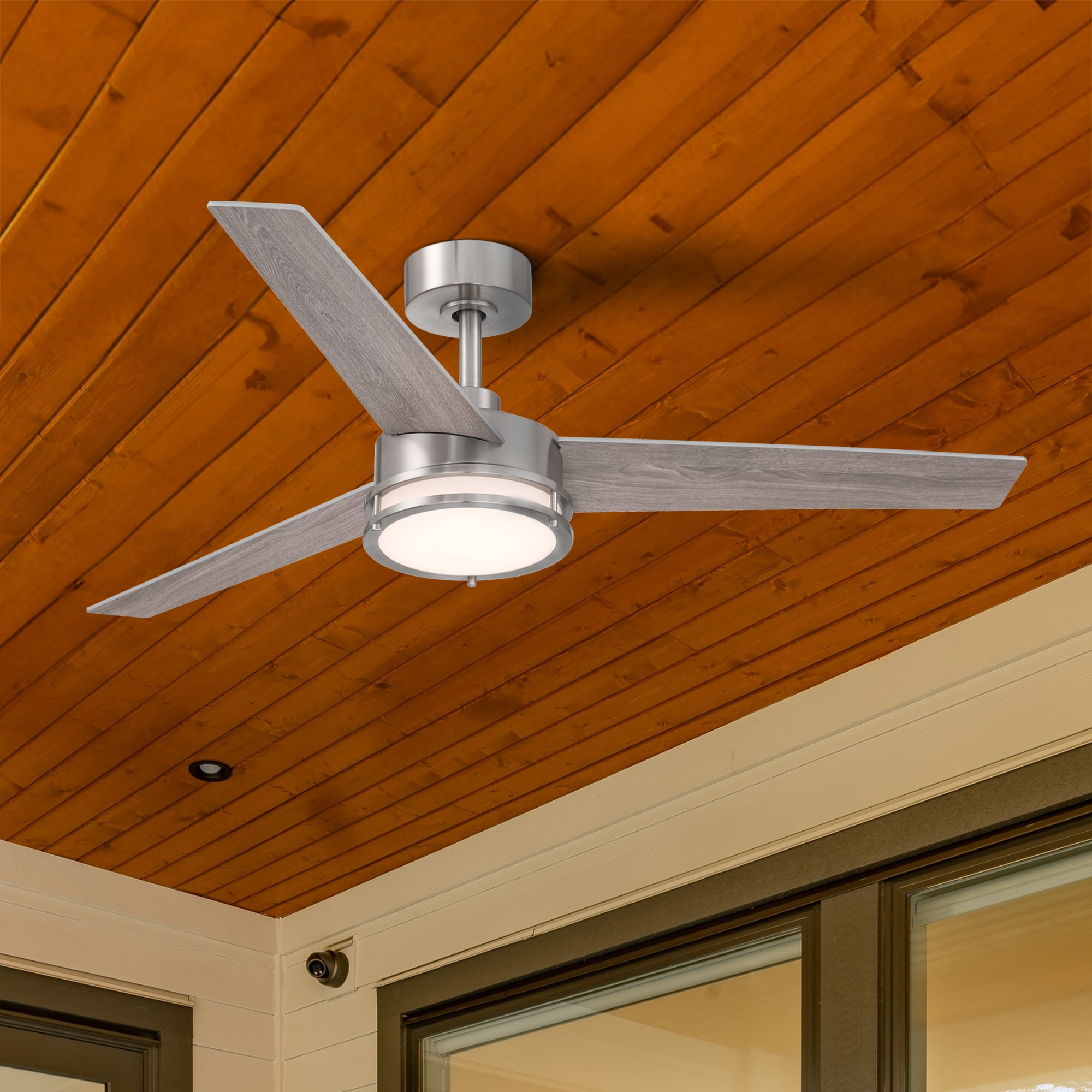 Designers Fountain Astrea 52-in Matte black Color-changing Indoor/Outdoor Flush Mount Smart Ceiling Fan with Light and Remote (5-Blade) FS-ATR52RGB-MB Sansujyuku sansujyuku.com