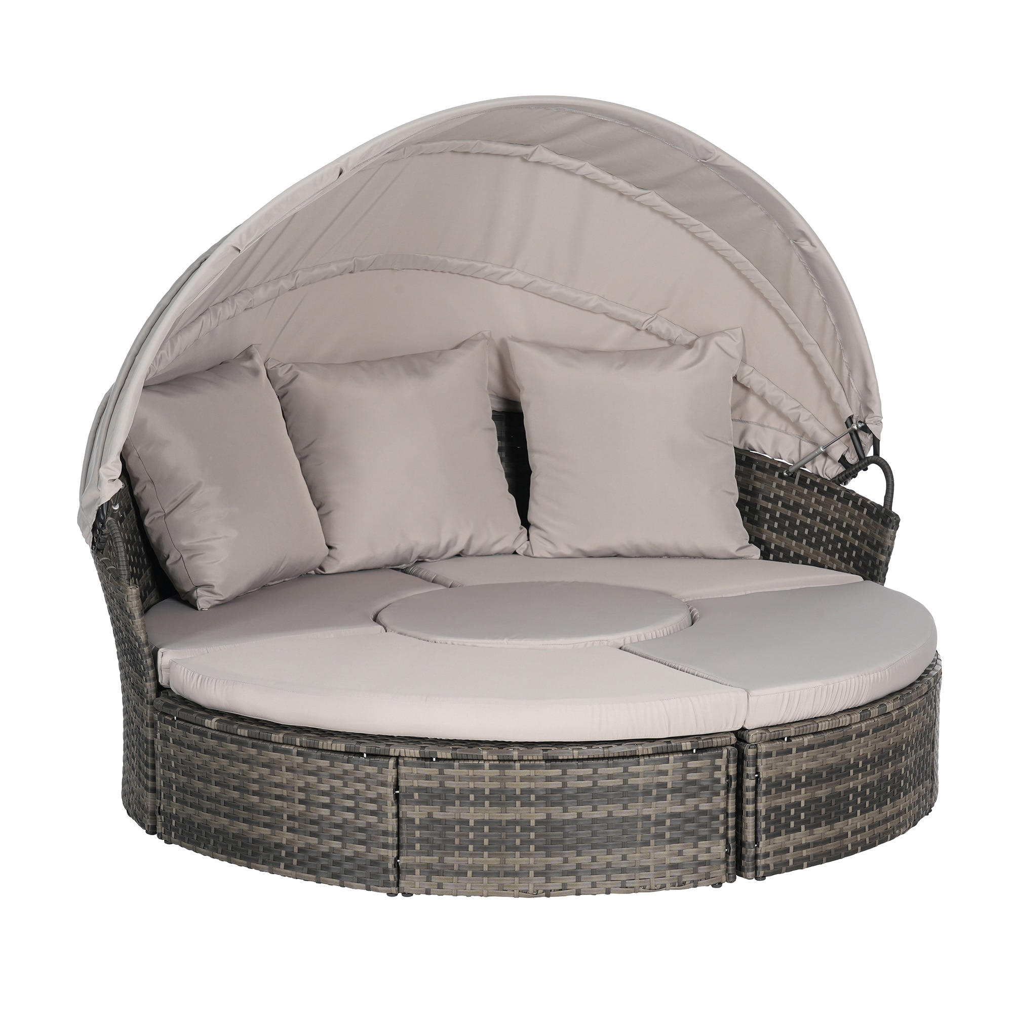 SINOFURN SYA020382BG Wicker Outdoor Daybed with Gray Cushions and Aluminum Frame