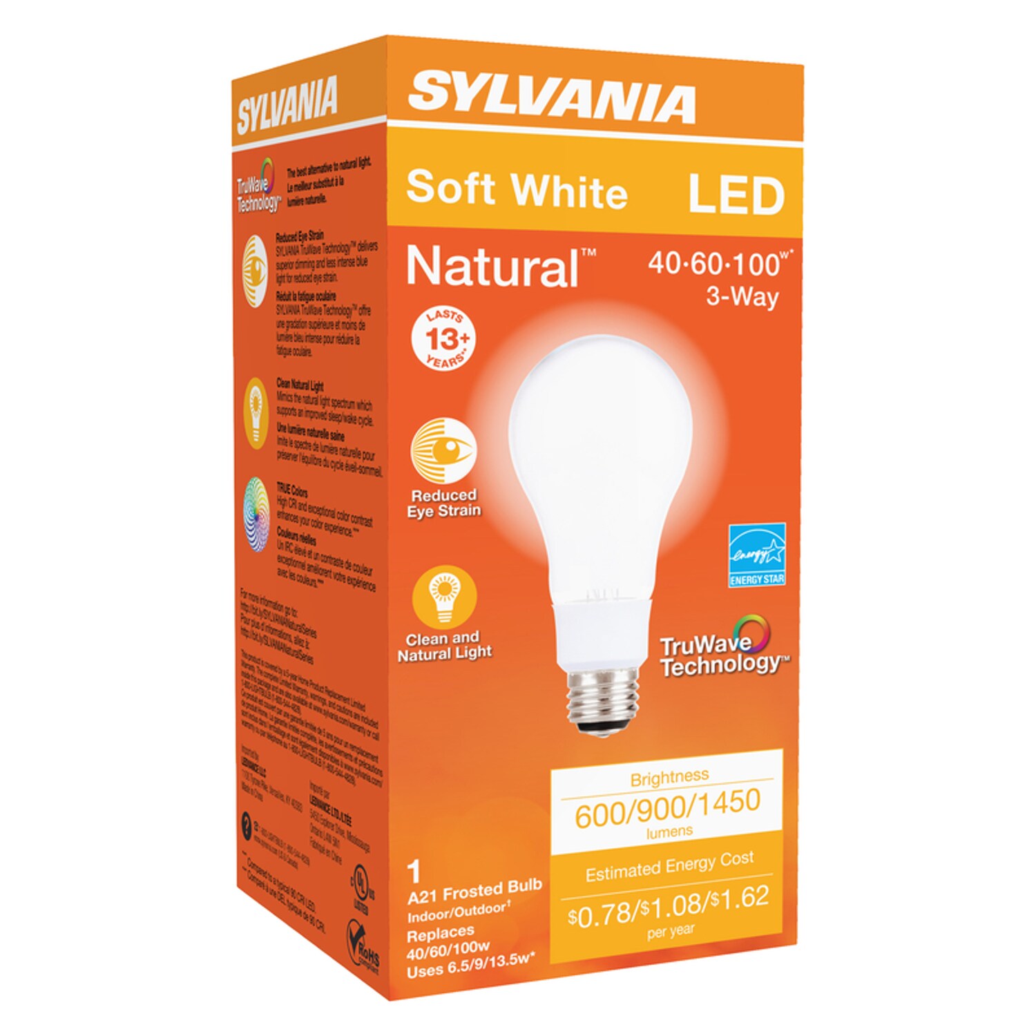 SYLVANIA EJD3005202 Natural A21 E26 Medium LED Bulb Soft White 40/60/100 Watt Equivalence 1 pk