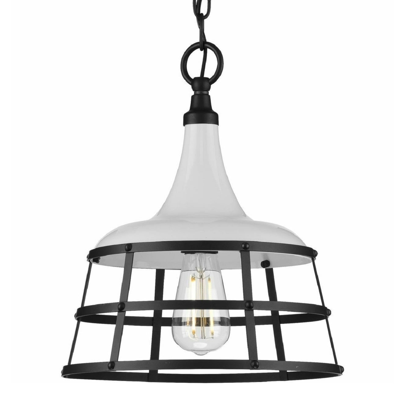 Progress Lighting P500236-030 Bastille White Coastal Bowl Medium Hanging Pendant light