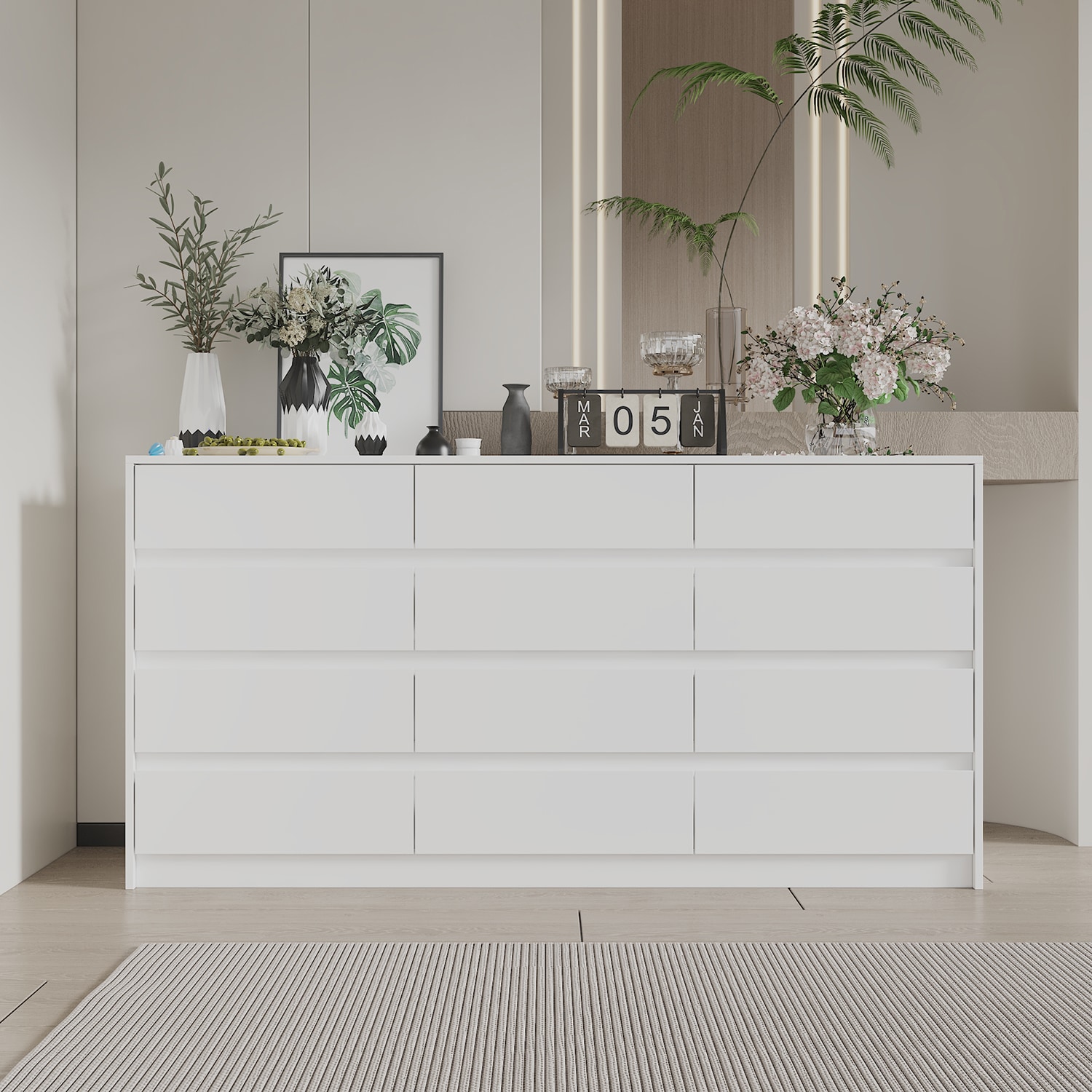 FUFU&GAGA JX0251-01 White 12 -Drawer Standard dresser