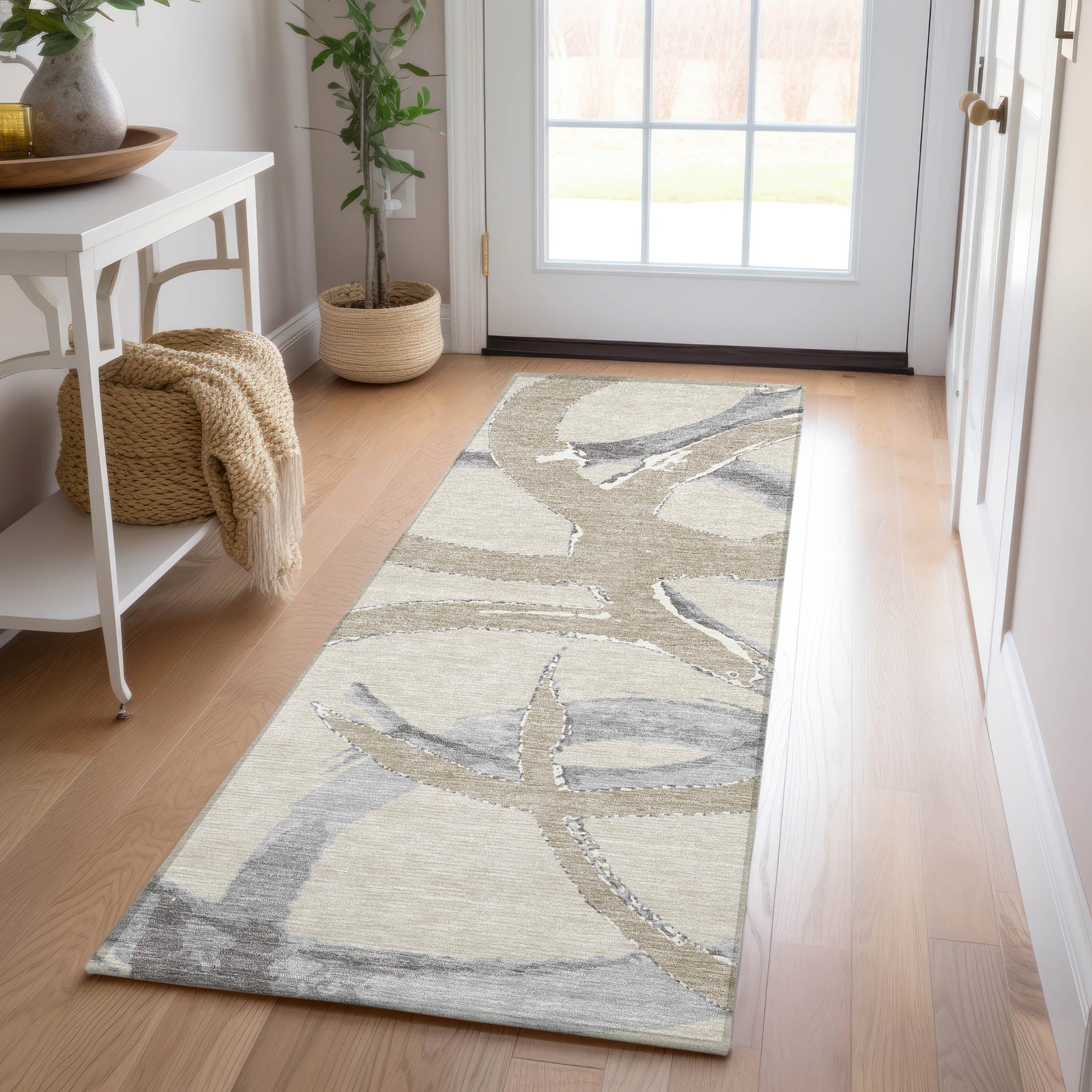 Addison Rugs ACN1022BG2X8 Chantille ACN1022BG 2 x 7 (ft) Polyester Beige Rectangular Indoor/Outdoor Geometric Machine washable Runner rug