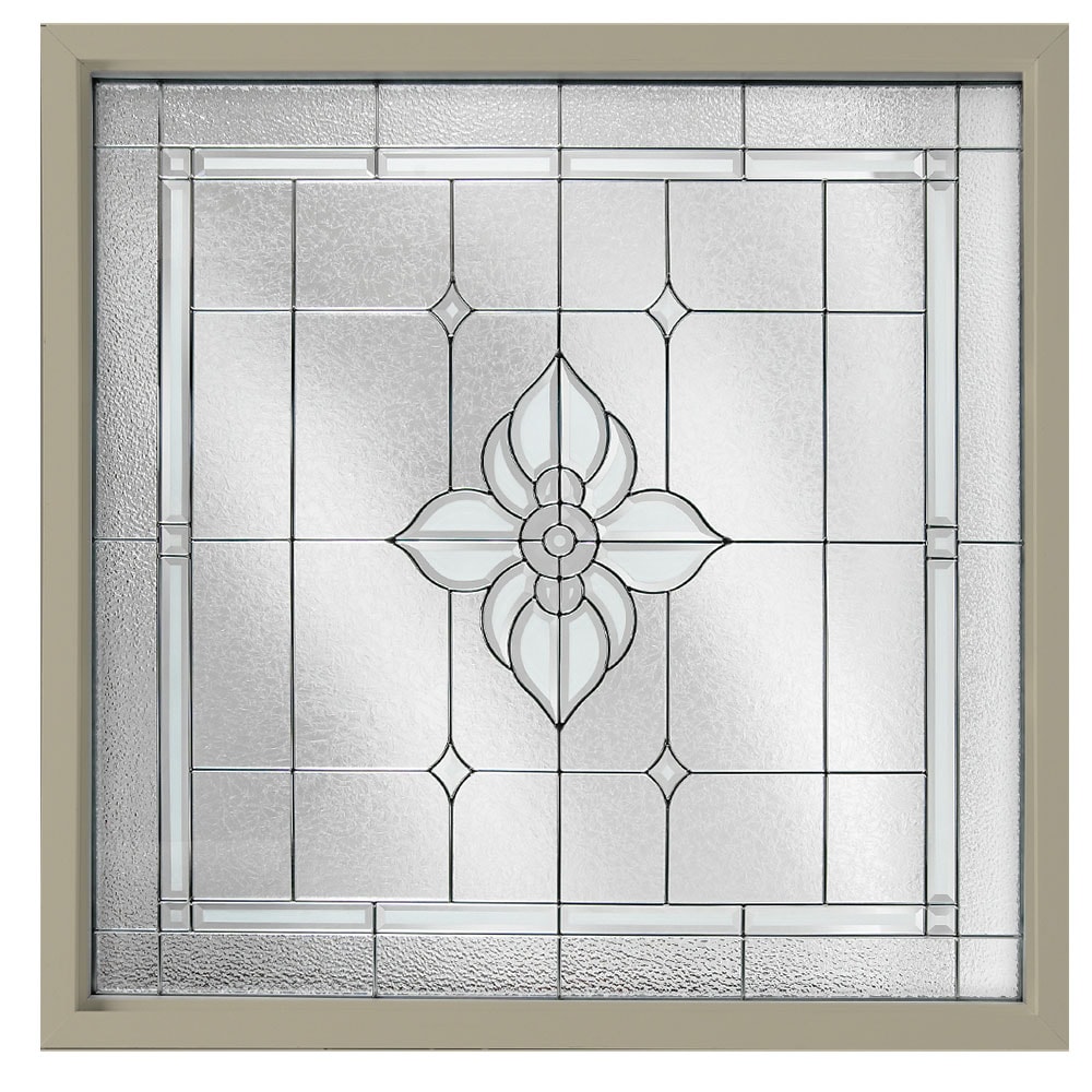 Hy-Lite DF4848SFPETNV1500NK Spring Flower Private Elegance Decorative Glass 47-1/2-in x 47-1/2-in Tan Square Accent Window