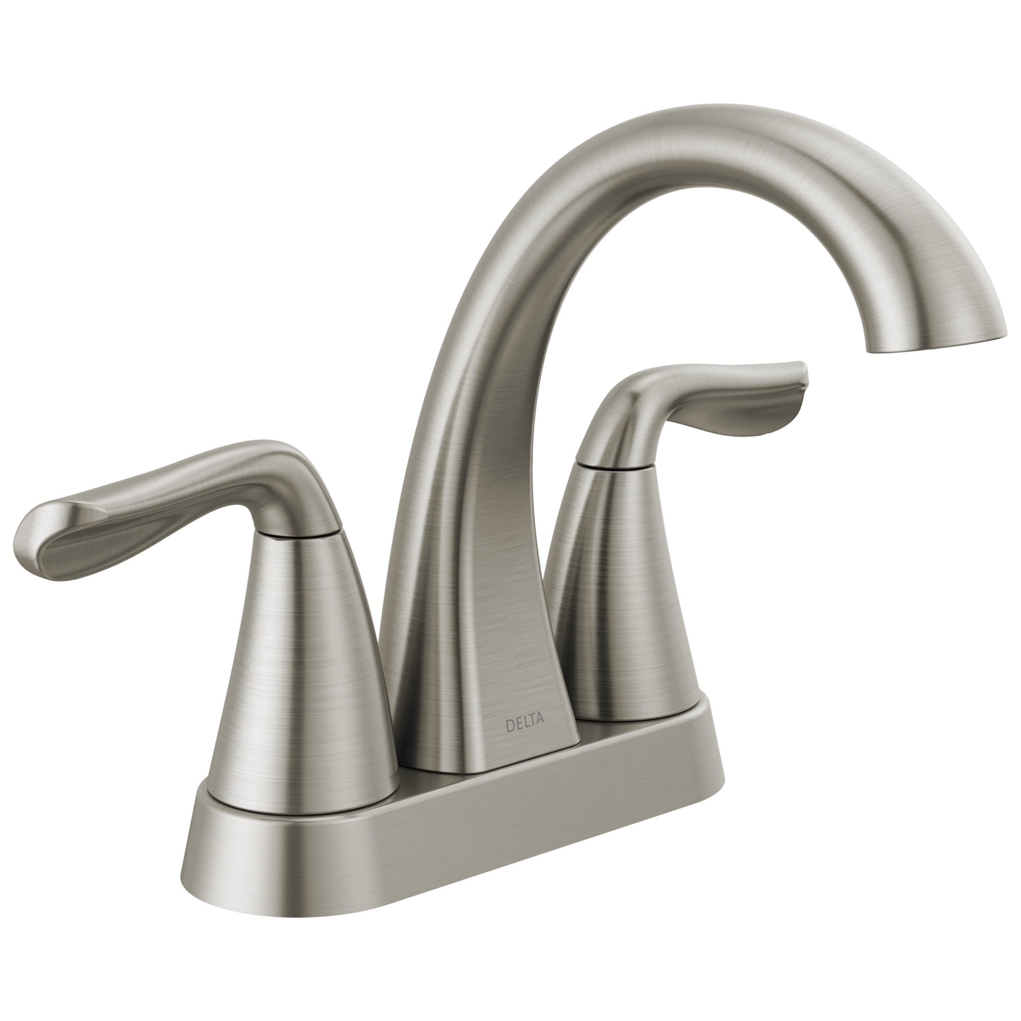 Delta Arvo Spotshield Stainless 2-handle 4-in centerset WaterSense High-arc Bathroom Sink Faucet with Drain