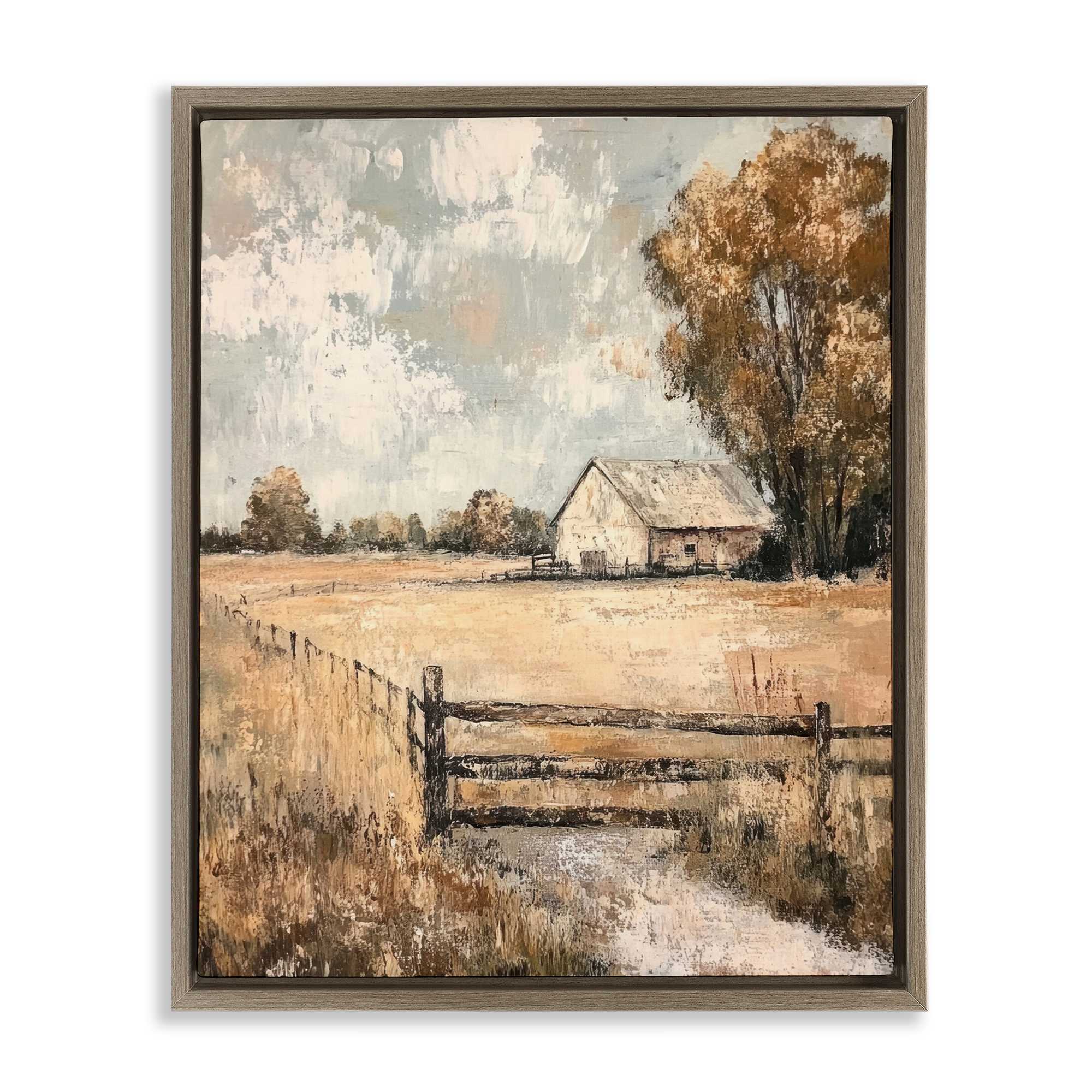 Stupell Industries BT-834-FFE-24X30 Fenced In Farm View Floating Frame design by Petal Prints Design
