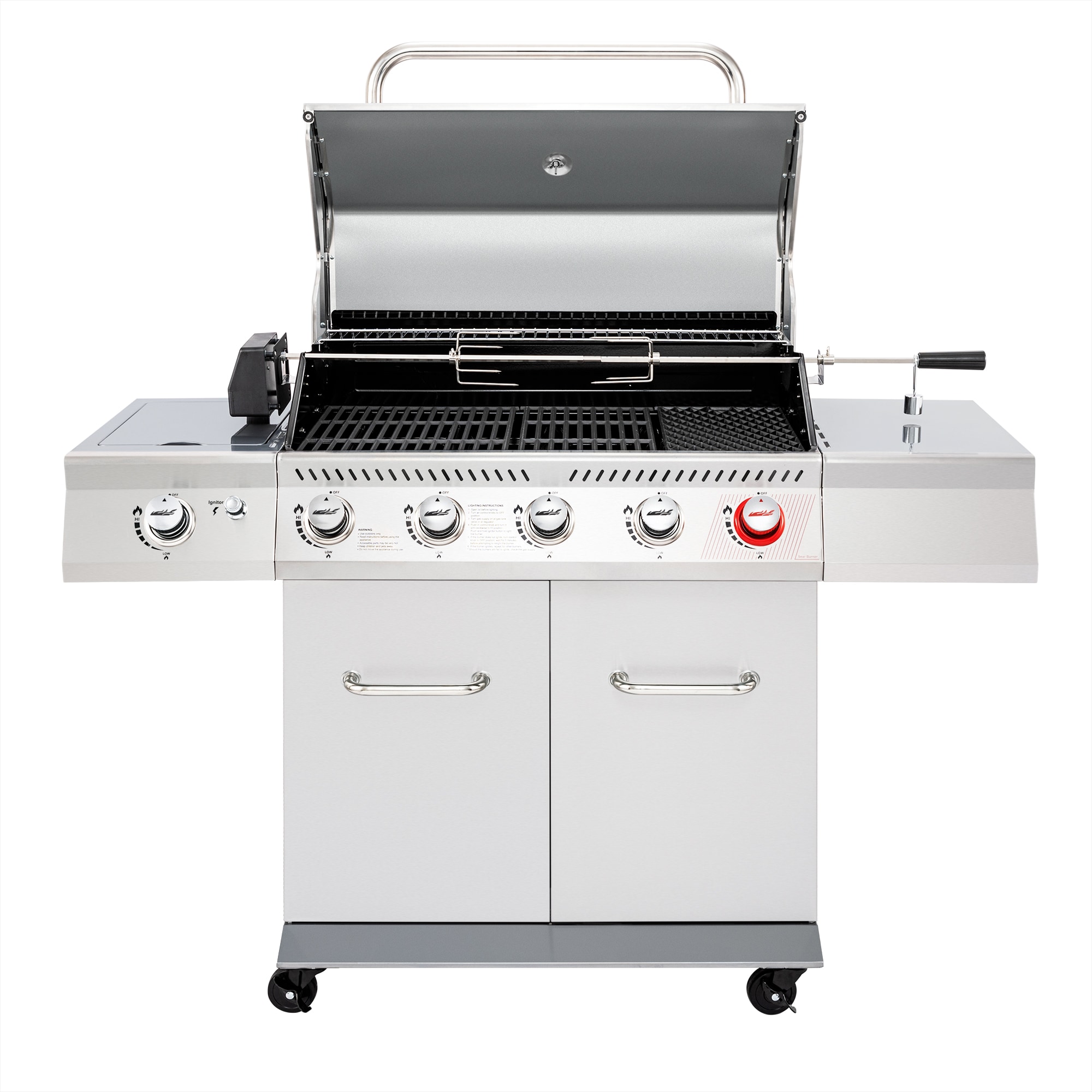 Royal Gourmet Silver 4-Burner Liquid Propane Gas Grill with 1 Side Burner GA5404S Sansujyuku sansujyuku.com