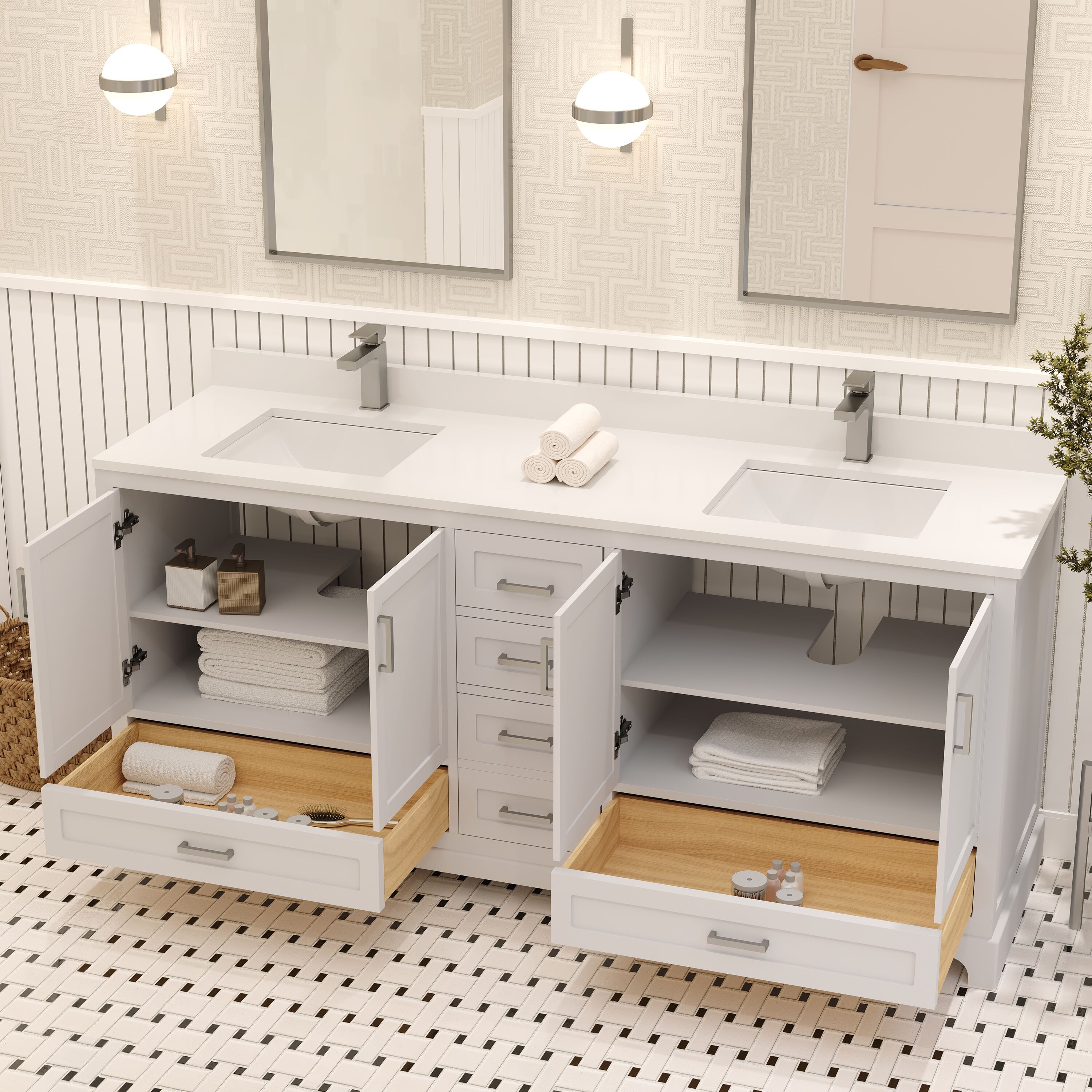 Ayna Decors AVM72WH3002 Bath-Vanity-Combo - View #4