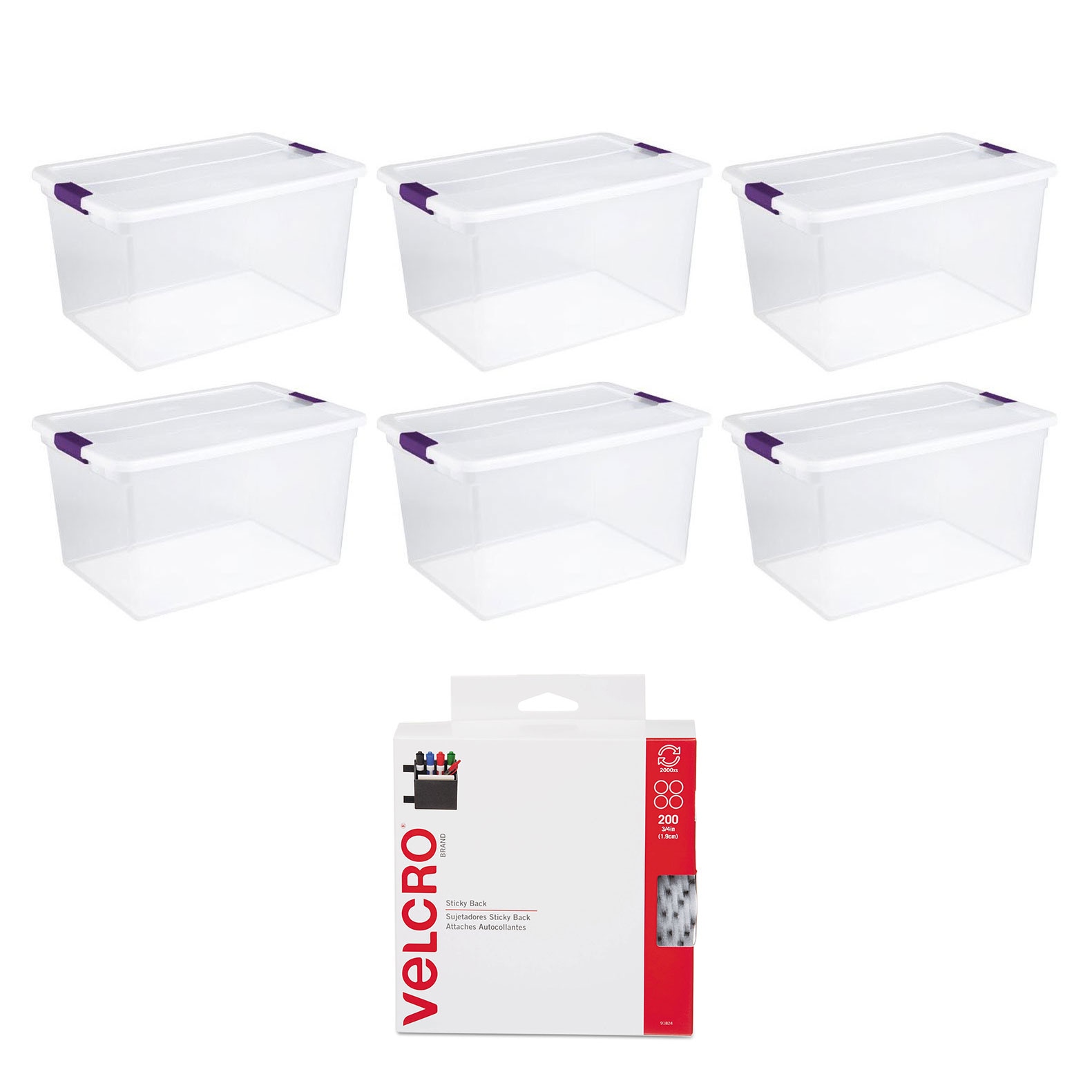 Sterilite 66-Quart Clear Box Storage Container 6 Pack + 27-Quart Tote 6 Pack