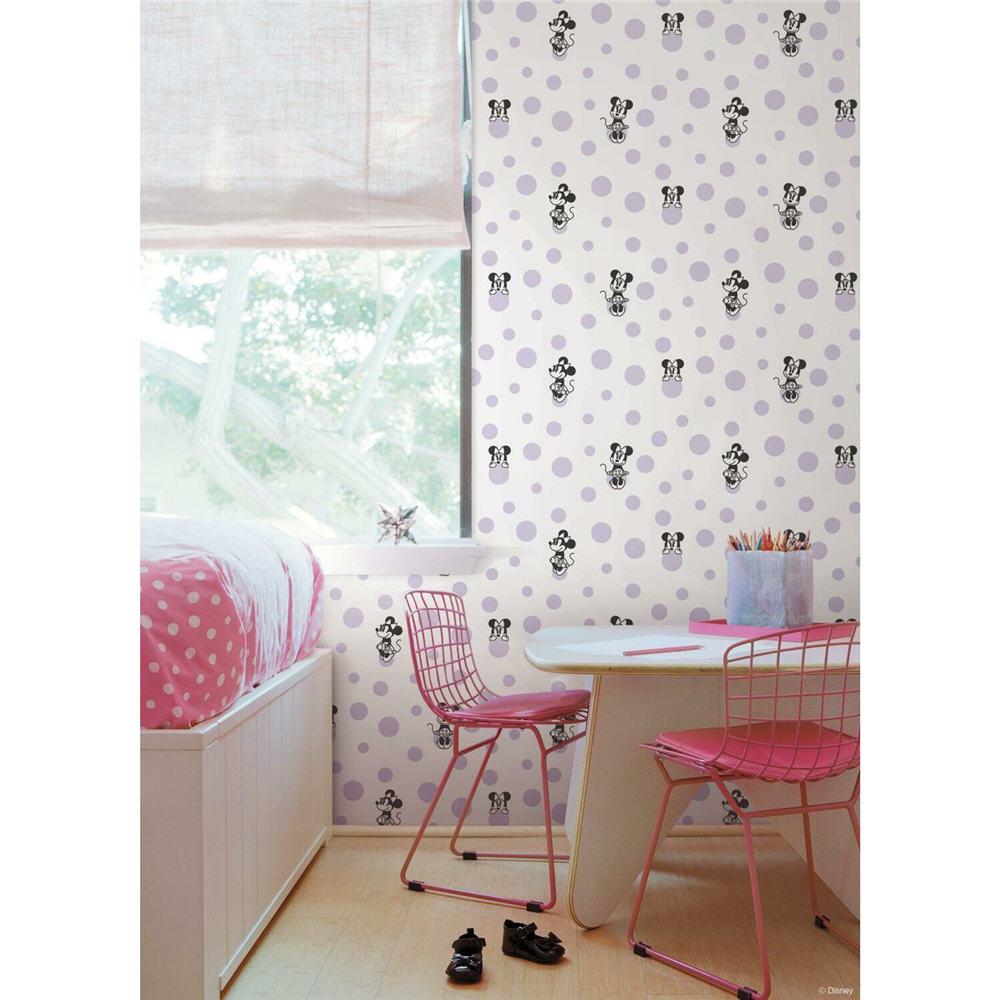 York Wallcoverings DI1028 Disney Kids Vol. 4 56-sq ft Purple Non-woven Polka Dot Unpasted Wallpaper