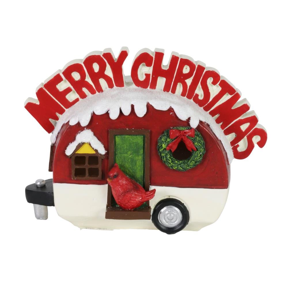 Exhart 71464-RS 6.02-in Lighted Tabletop Decoration Camper Battery-operated Christmas Decor