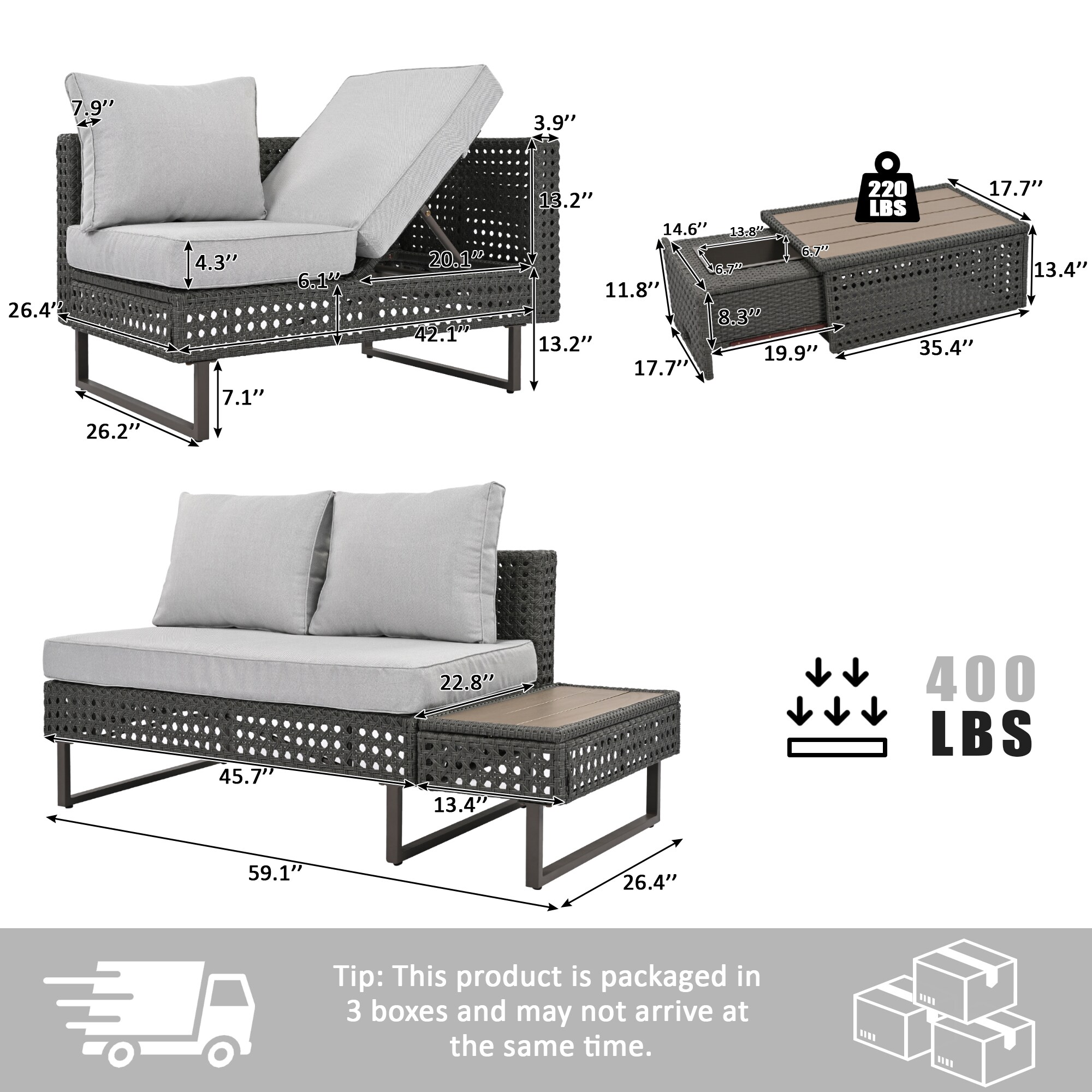 SINOFURN SYB260077GY Patio-Sofas-Daybeds - View #11