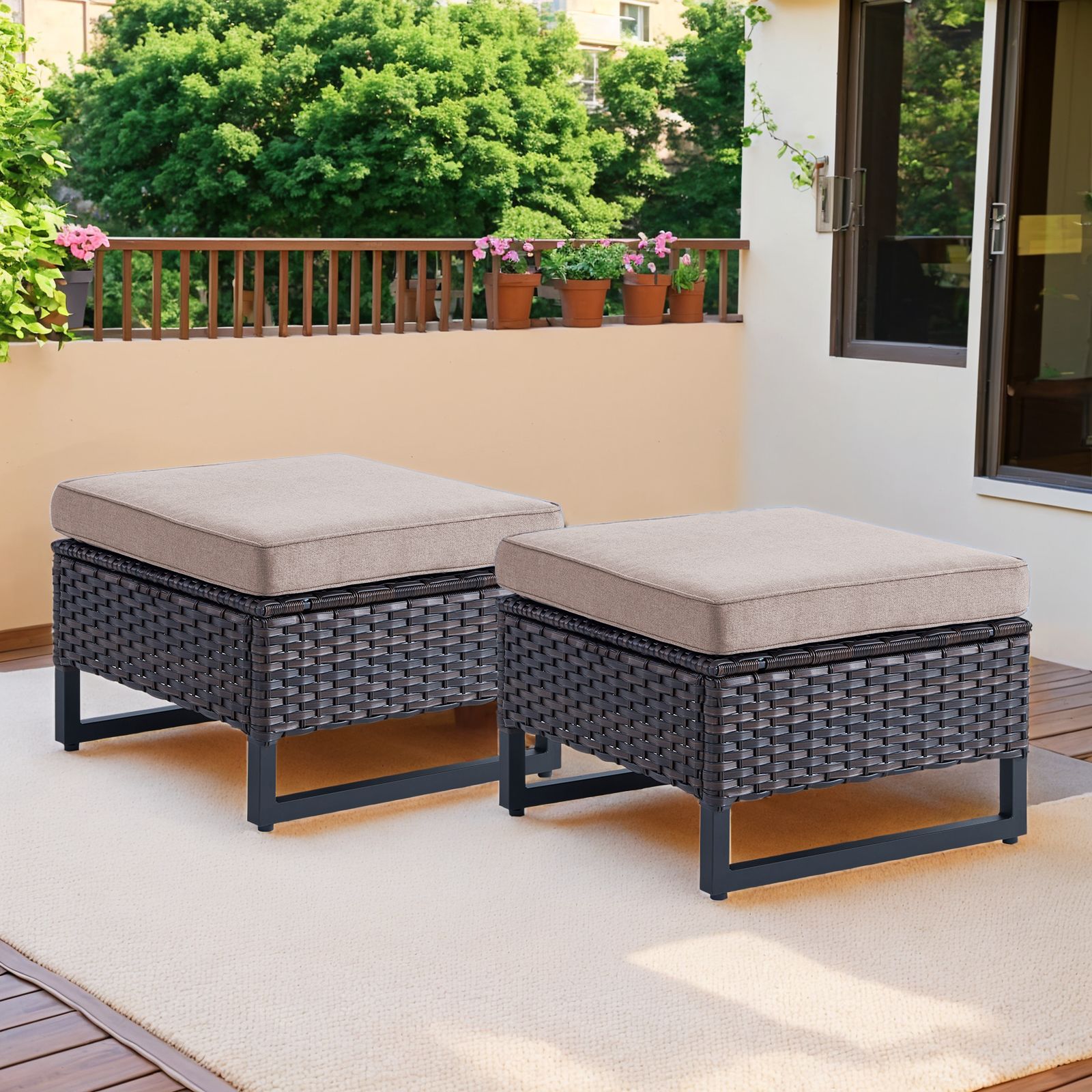  PA119-2 PAOTTOMAN-T 2 -Pack Brown Steel Ottoman