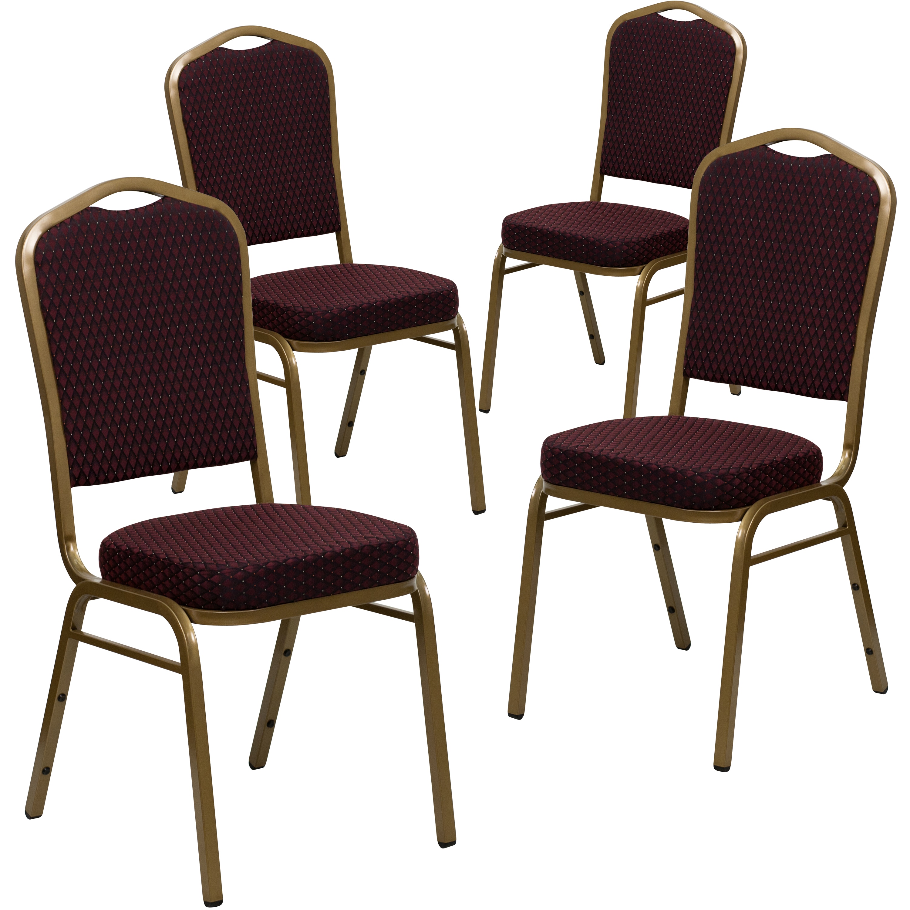 Flash Furniture 812581010428 4 Modern Burgundy Patterned Fabric/Gold Frame Accent Chair