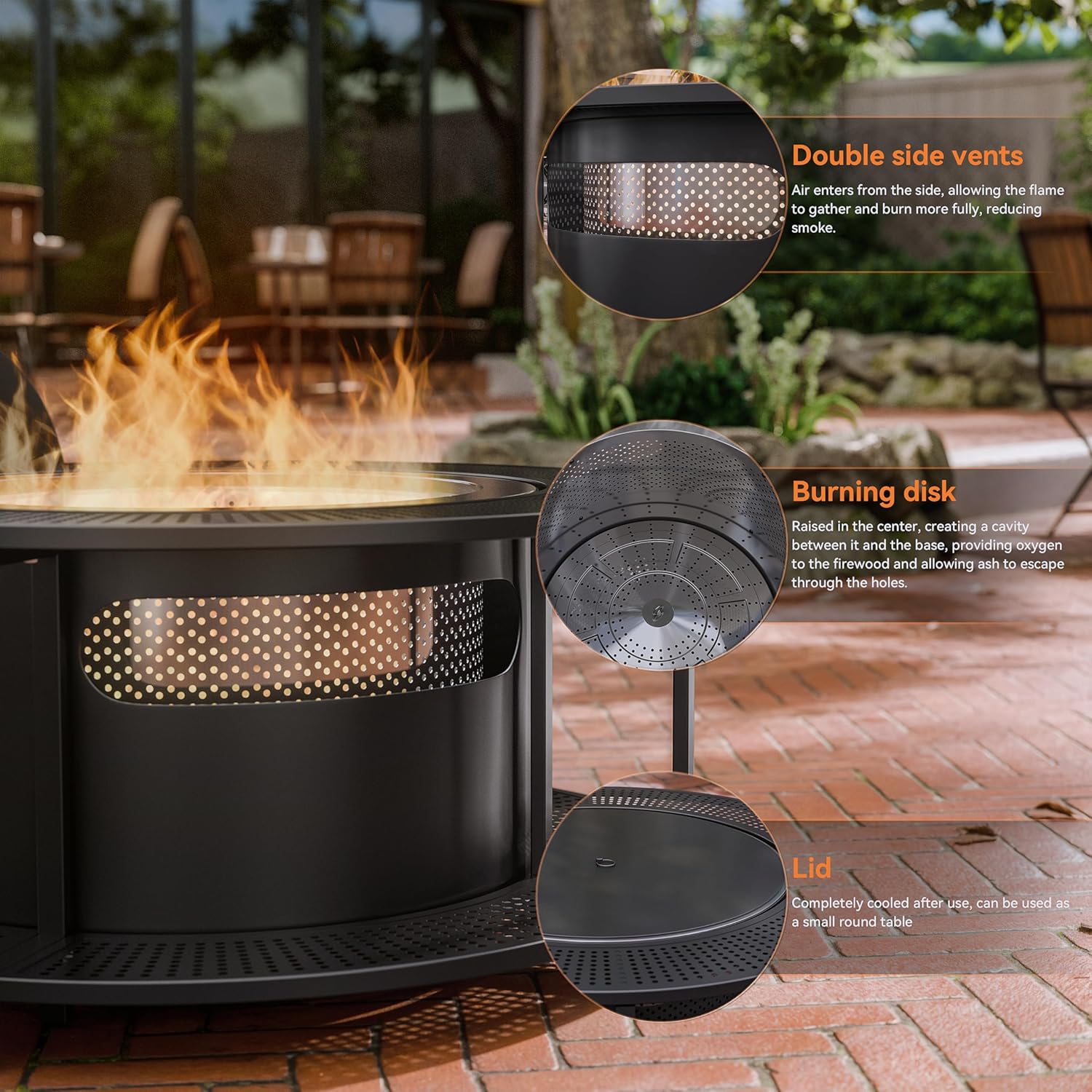 Haxvin HX-1373INWYL Outdoor-Woodburning-Firepits - View #2