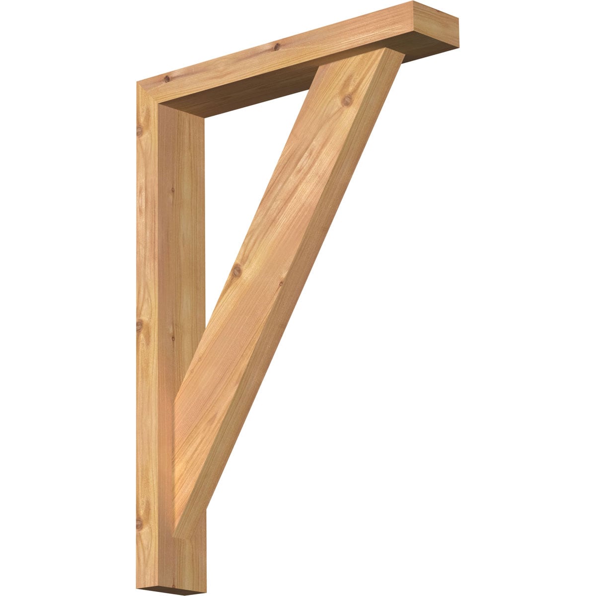 Ekena Millwork 1464814 Traditional Block Smooth Bracket with Offset Brace 3-1/2-in x 18-in x 26-in Western red cedar Brown Wood Standard bracket