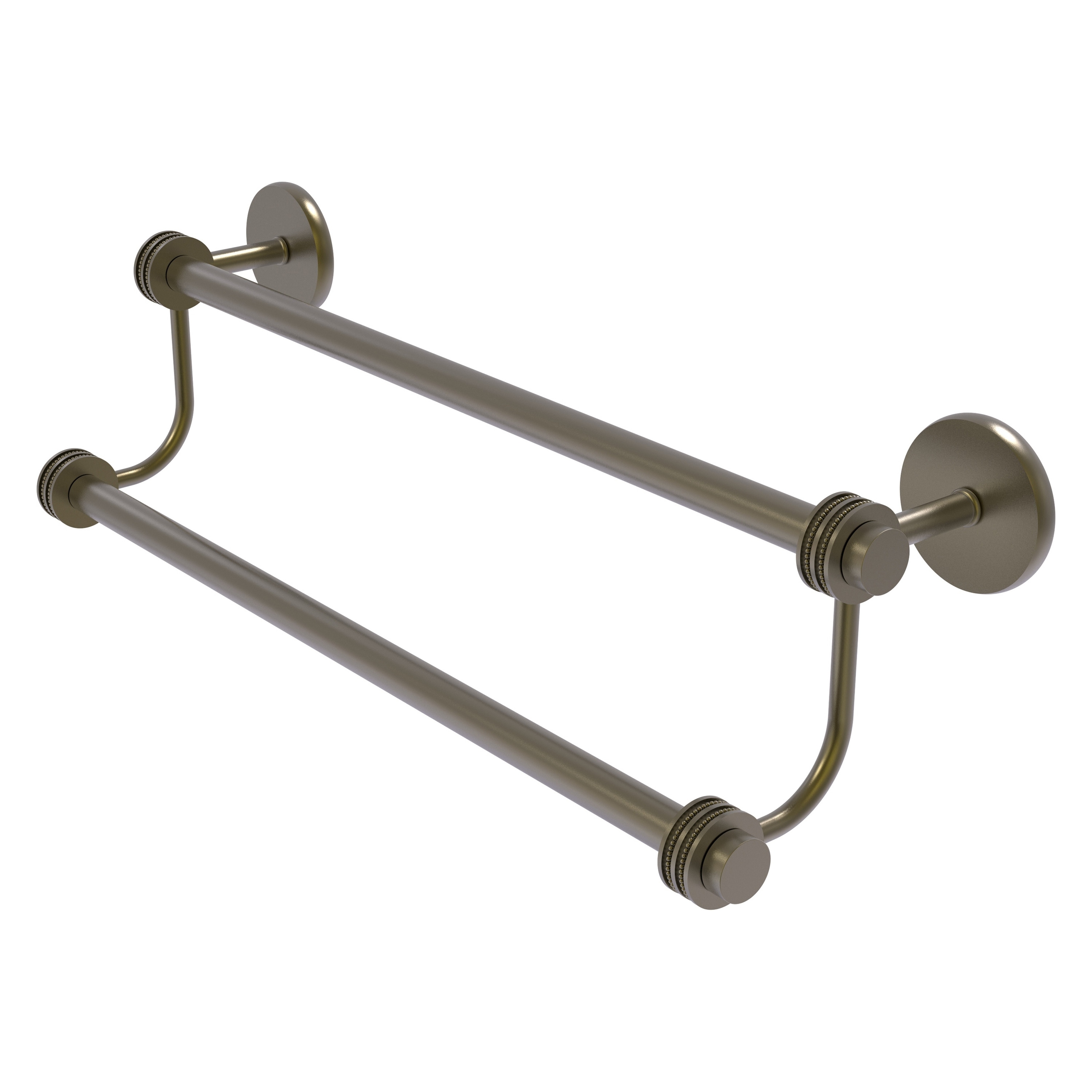 Allied Brass 7272D/24-ABR Satellite Orbit Two 24-in double Antique Brass Wall mount Double Towel Bar