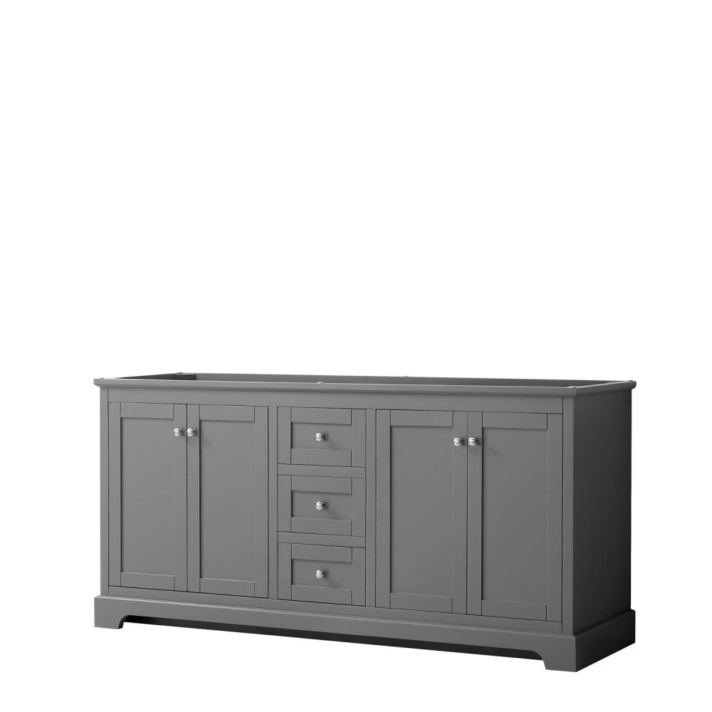 Wyndham Collection WCV232372DKGCXSXXMXX Avery 72-in Dark Gray with Polished Chrome Trim Bathroom Vanity Base Cabinet without Top