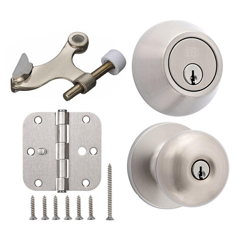 RELIABILT Baron Satin Nickel Interior/Exterior Dummy Door Knob in