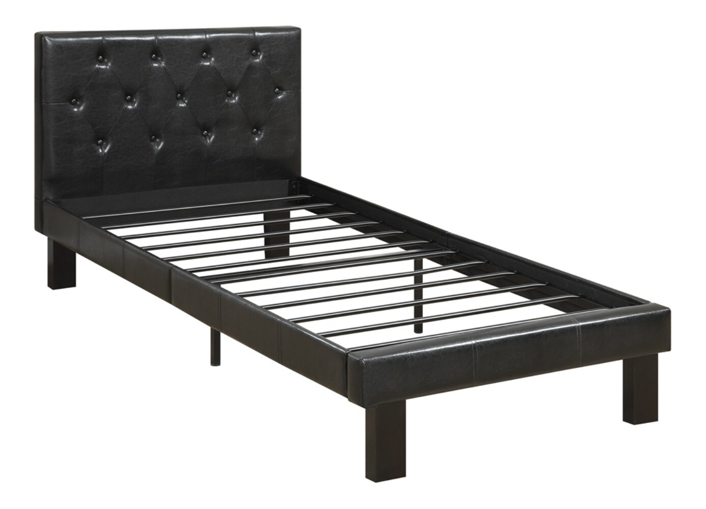 Benzara Black Twin Wood Upholstered Bed in the Beds department at