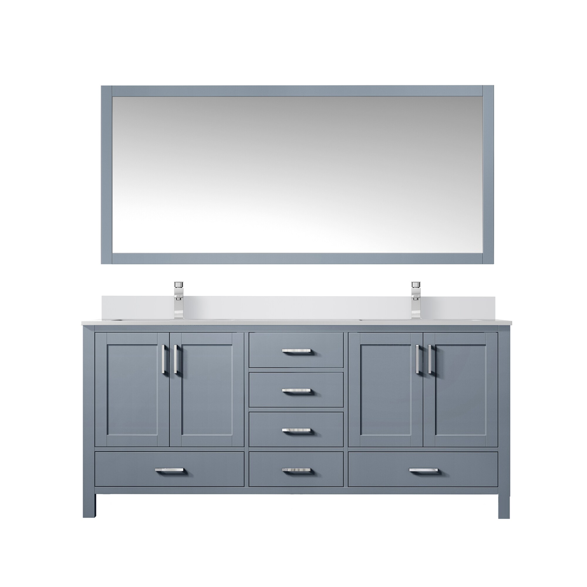Lexora LVJ60DB311 Jacques 60-in Dark Grey Undermount Double Sink Bathroom Vanity with White Cultured Marble Top (Mirror and Faucet Included)