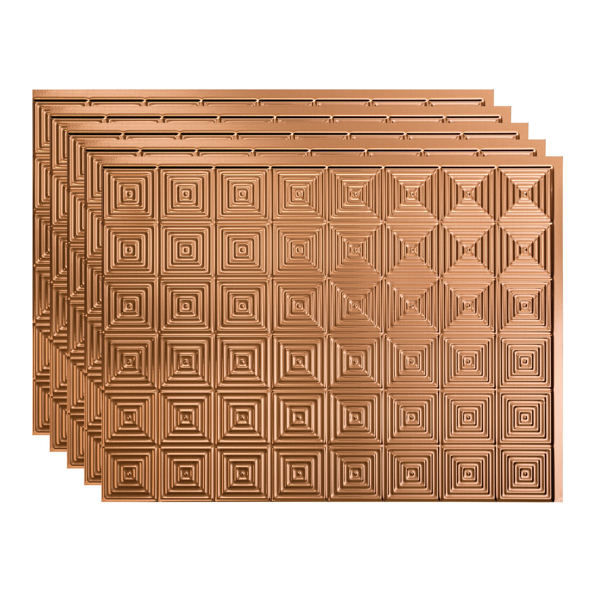Fasade PB5325 Miniquattro 18.25-in x 24.25-in Vinyl Polished Copper Backsplash Panels 5.0 -Pack