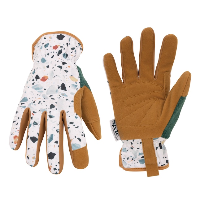 Style Selections Medium White Leather/Polyester Gardening Gloves, (1-Pair) in the Work Gloves department at Lowes.com