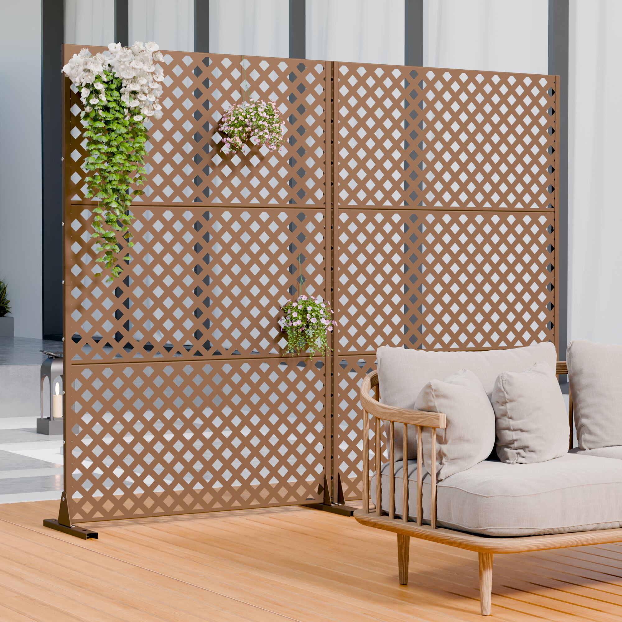 Lirago 6 x 4 ft Brown Rectangular Privacy Screen Galvanized Steel All ...