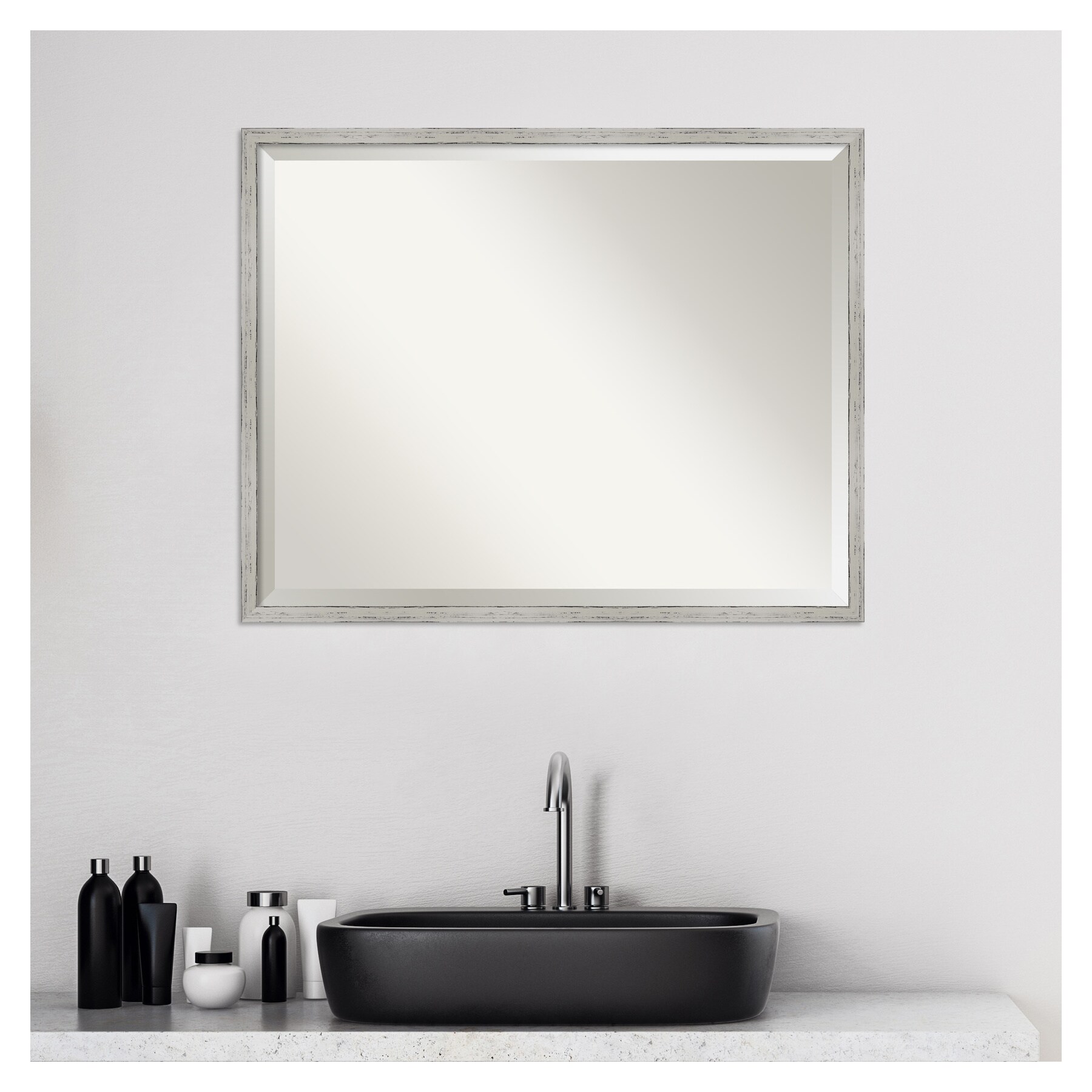 Amanti Art Shiplap White Narrow Frame 29-in W x 22-in H Shiplap White ...