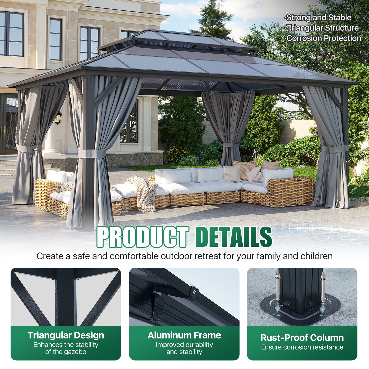 AOXUN ZZ-GB-161205G Wood-Resin-Gazebos - View #3