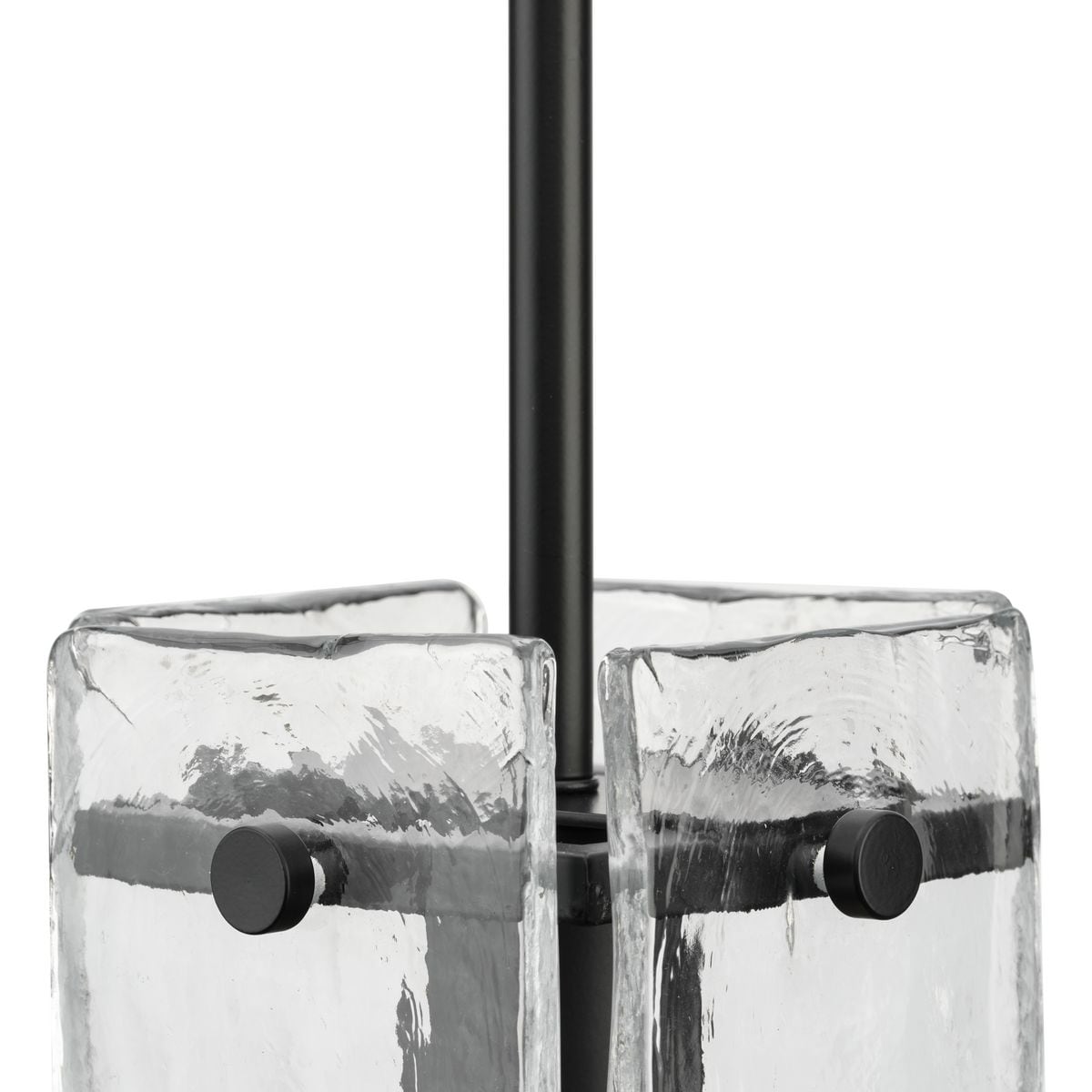 Rivera Matte Black Mini Pendant with Clear Textured Glass