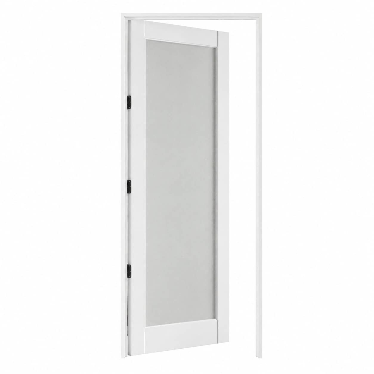 Aoibox 32 in x 80 in White Primed Solid Core MDF Slab Door with 4mm Tempered Frosted Glass Panel for Interior