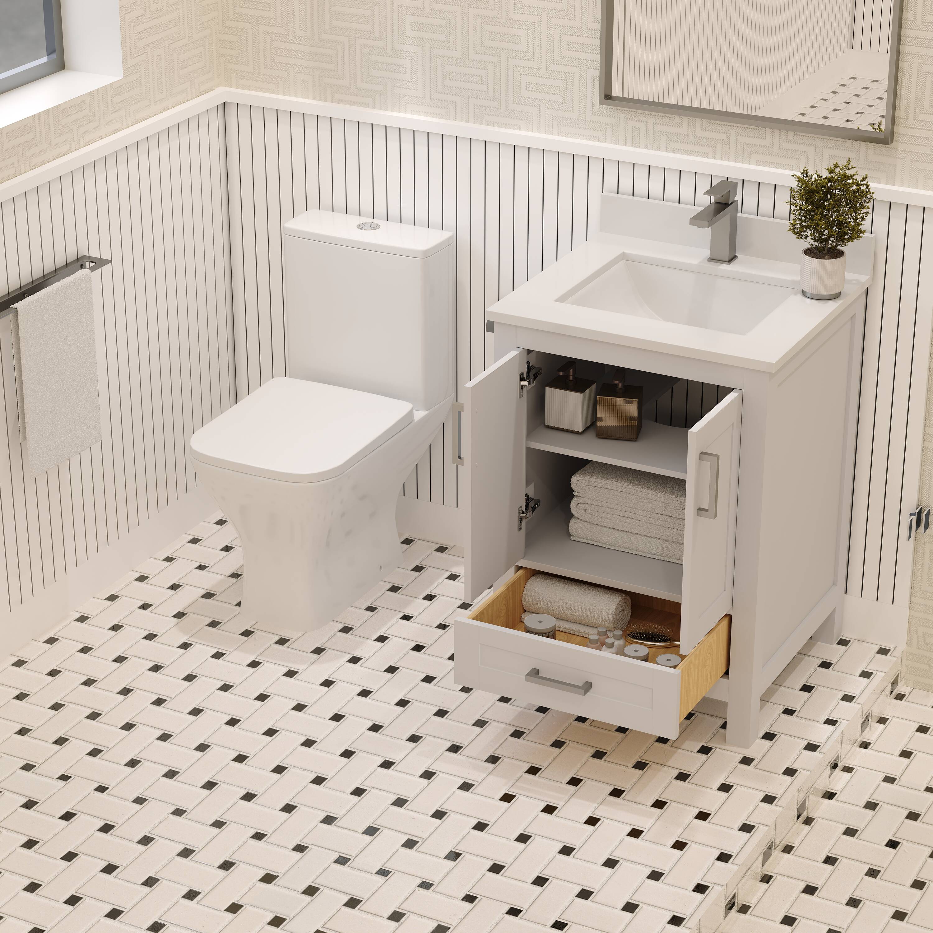 Ayna Decors AVR24WH3022 Bath-Vanity-Combo - View #4