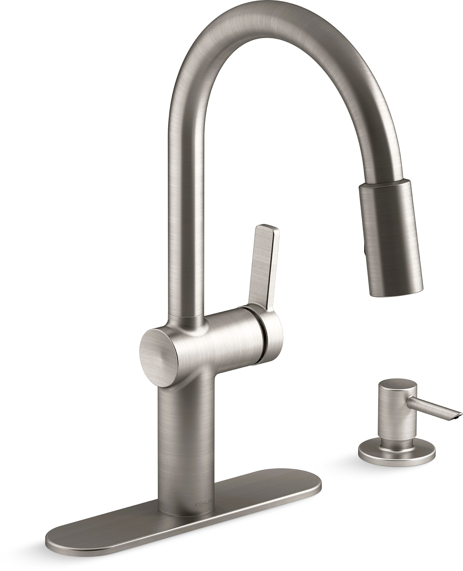 KOHLER Lilyfield Pro Semiprofessional Vibrant Stainless 1-Handle Deck Mount Pull-Down Touch Commercial/Residential Kitchen Faucet (Deck Plate Included)