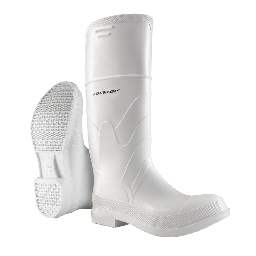 Dunlop Mens White Waterproof Rubber Boots Size: 4 in the Workwear  department at
