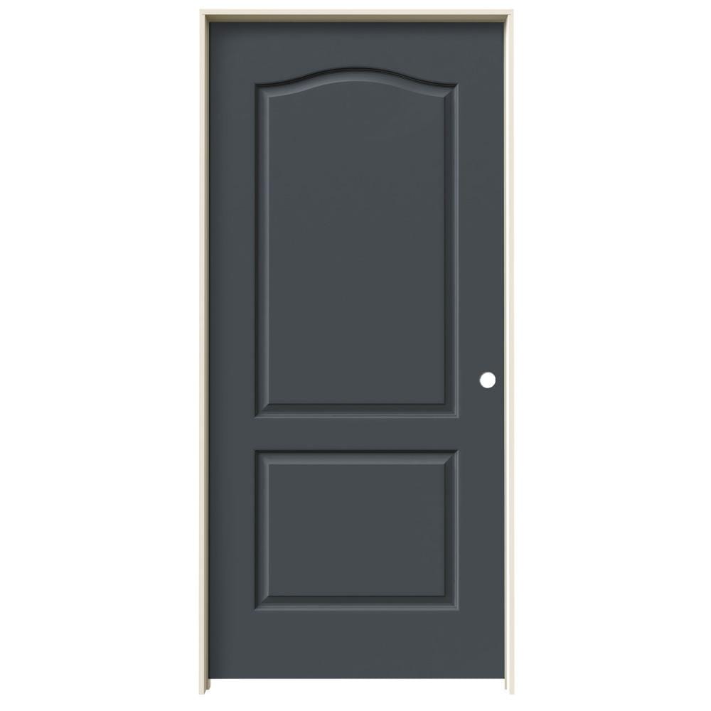 JELD-WEN LOWOLJW137200306 36-in x 80-in Slate Solid Core 2-panel Arch Top Left Hand Smooth Prefinished Molded Composite Flat Jamb Single Prehung Interior Door