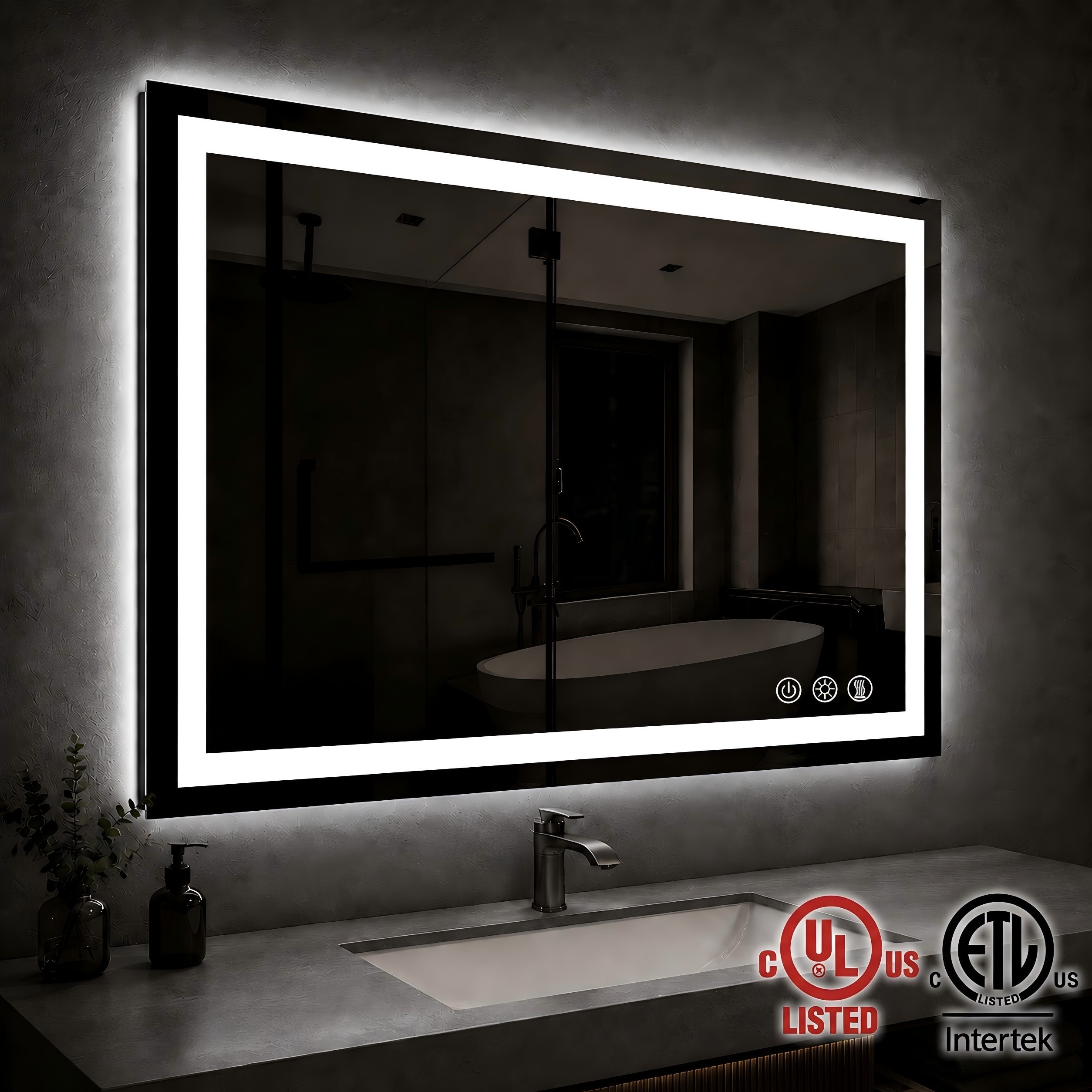 LUXEYARD LED Lighted Bathroom Vanity Mirror Front Lit and Backlit Dimmable Anti Fog Wall Mounted Mirror with Memory Function Tempered Glass ETL Listed 48 in W x 32 in H