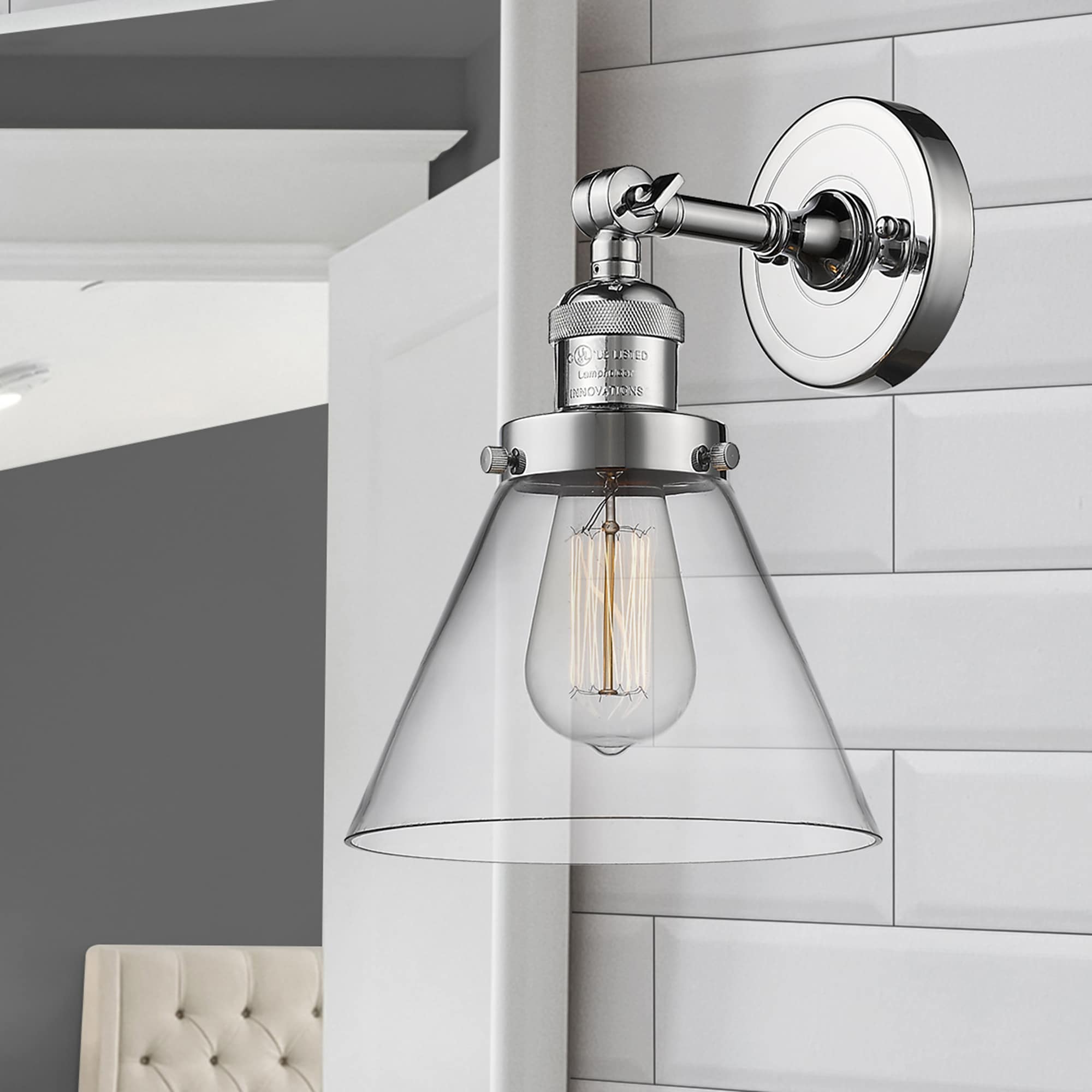 Innovations Lighting 203-PC-G42 Cone 8-in W 1 -Light Polished Chrome Industrial Wall Sconce