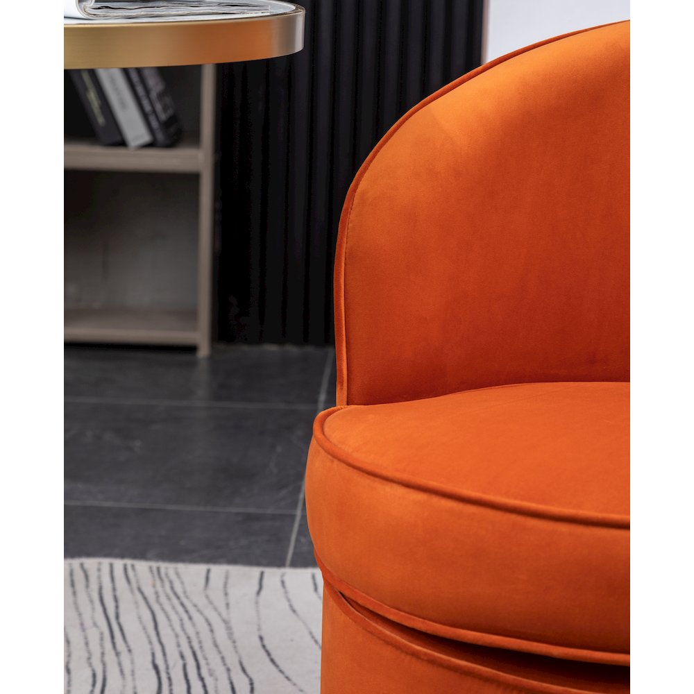 Roundhill Furniture Wania Contemporary Velvet Swivel Chair Orange