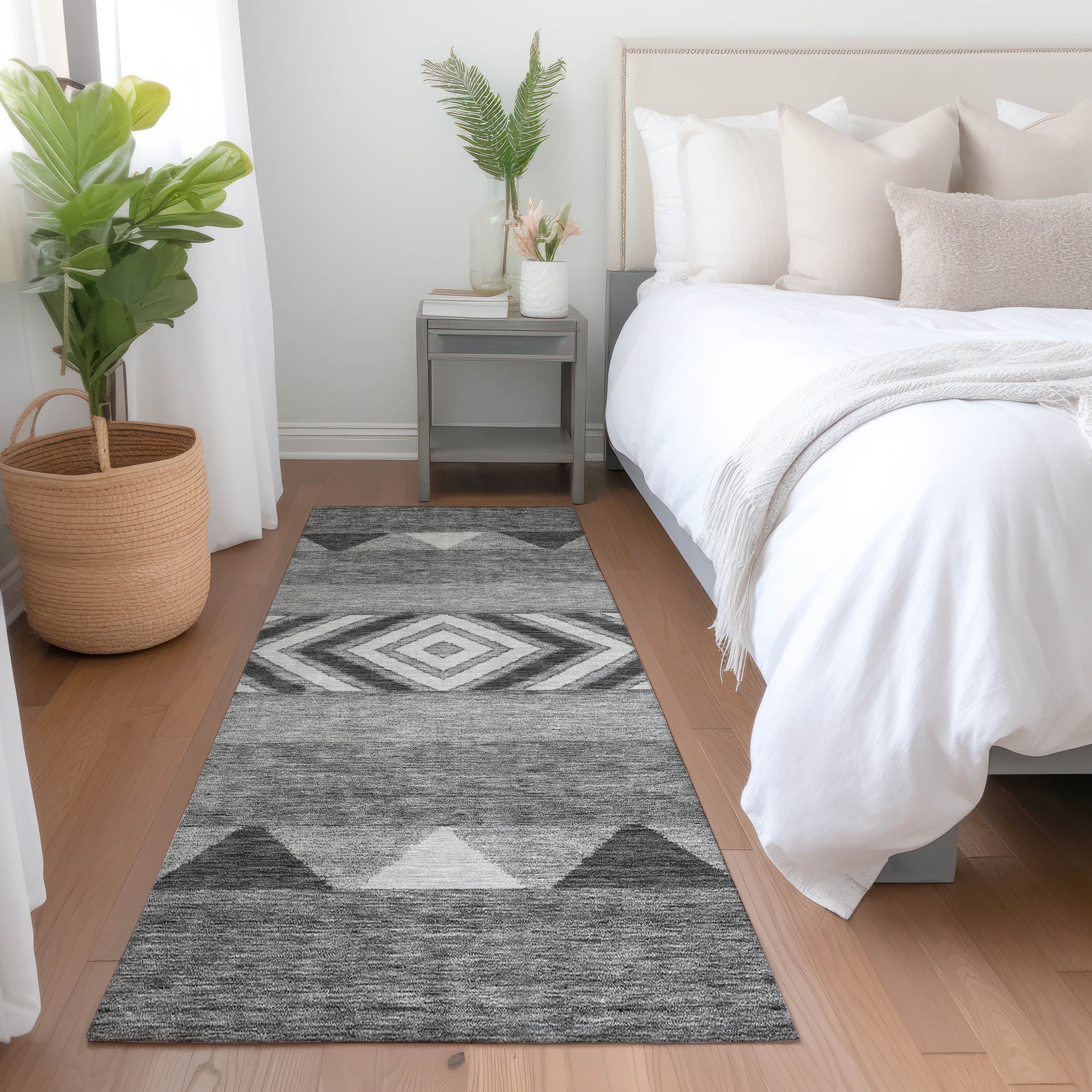 Addison Rugs ACN965GY2X8 Chantille ACN965GY 2 x 7 (ft) Polyester Gray Rectangular Indoor/Outdoor Geometric Runner rug