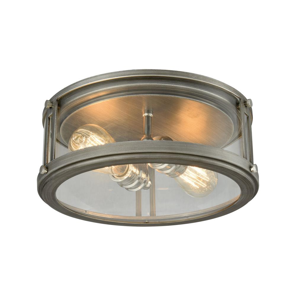 Westmore Lighting FM208811 Tiverton 2-Light 13-in Weathered Zinc Flush Mount Light