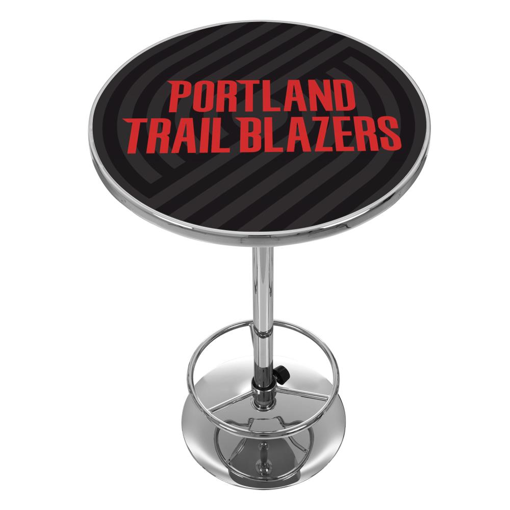Trademark Gameroom NBA2000-PTB2 Portland Trailblazers Pub Tables Chrome Round Traditional Bar Table, Composite with Metal Pedestal Base 27.375-in L x 42-in H