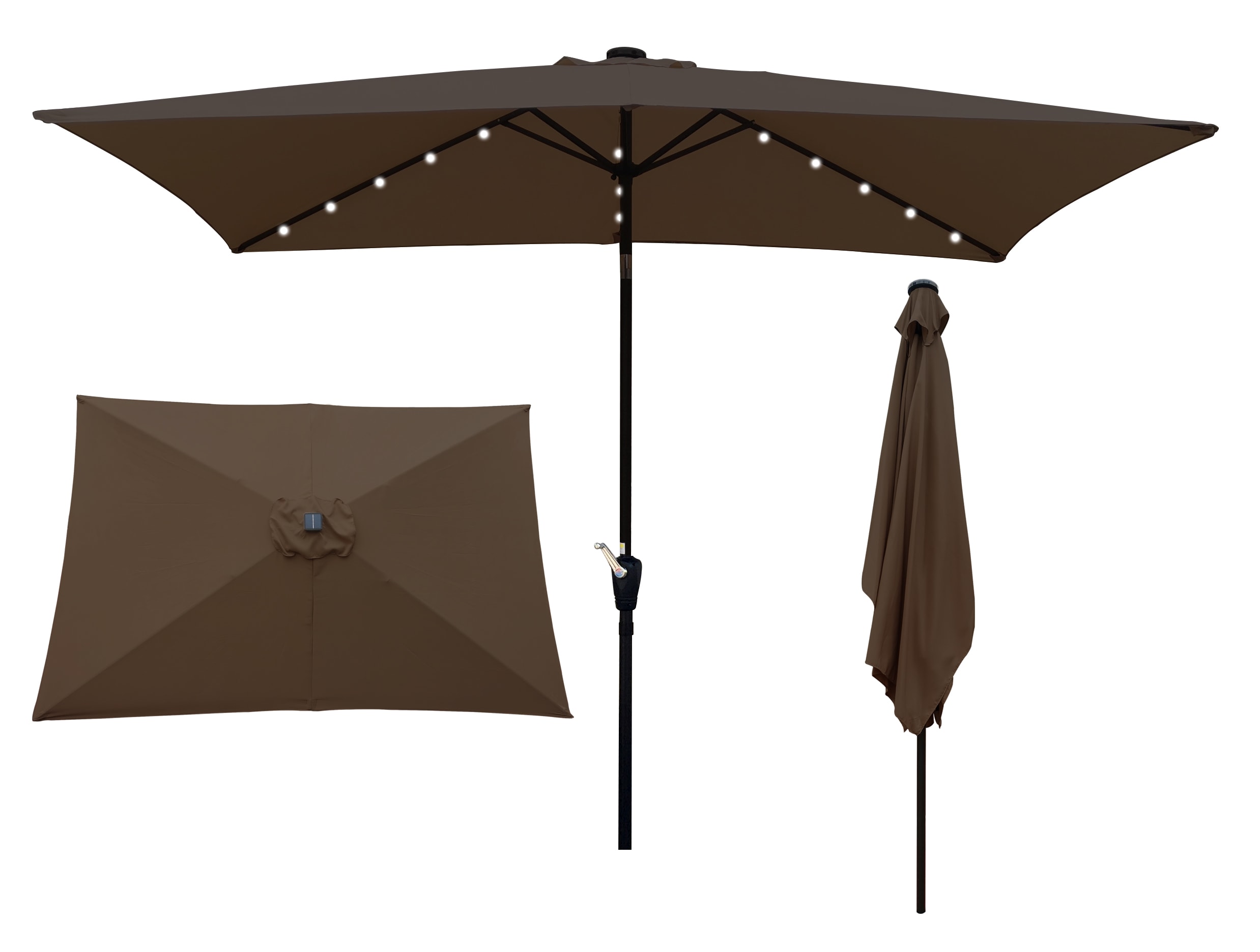 GTN27944 10-ft Steel Brown No-tilt Garden Patio Umbrella with Lights