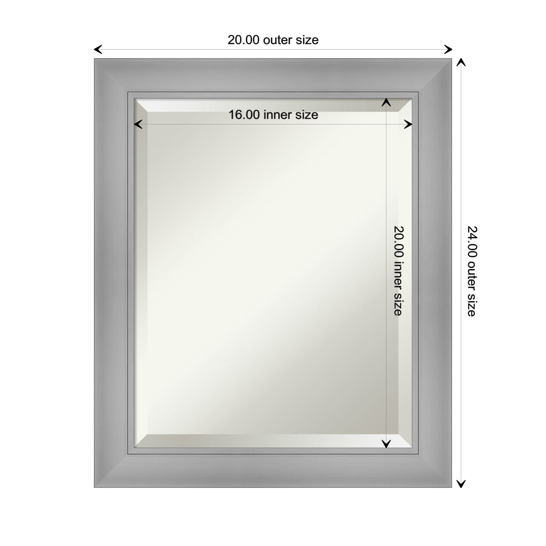 Flair 20x24-inch Beveled Rectangular Wall Mirror with Polished Nickel Frame