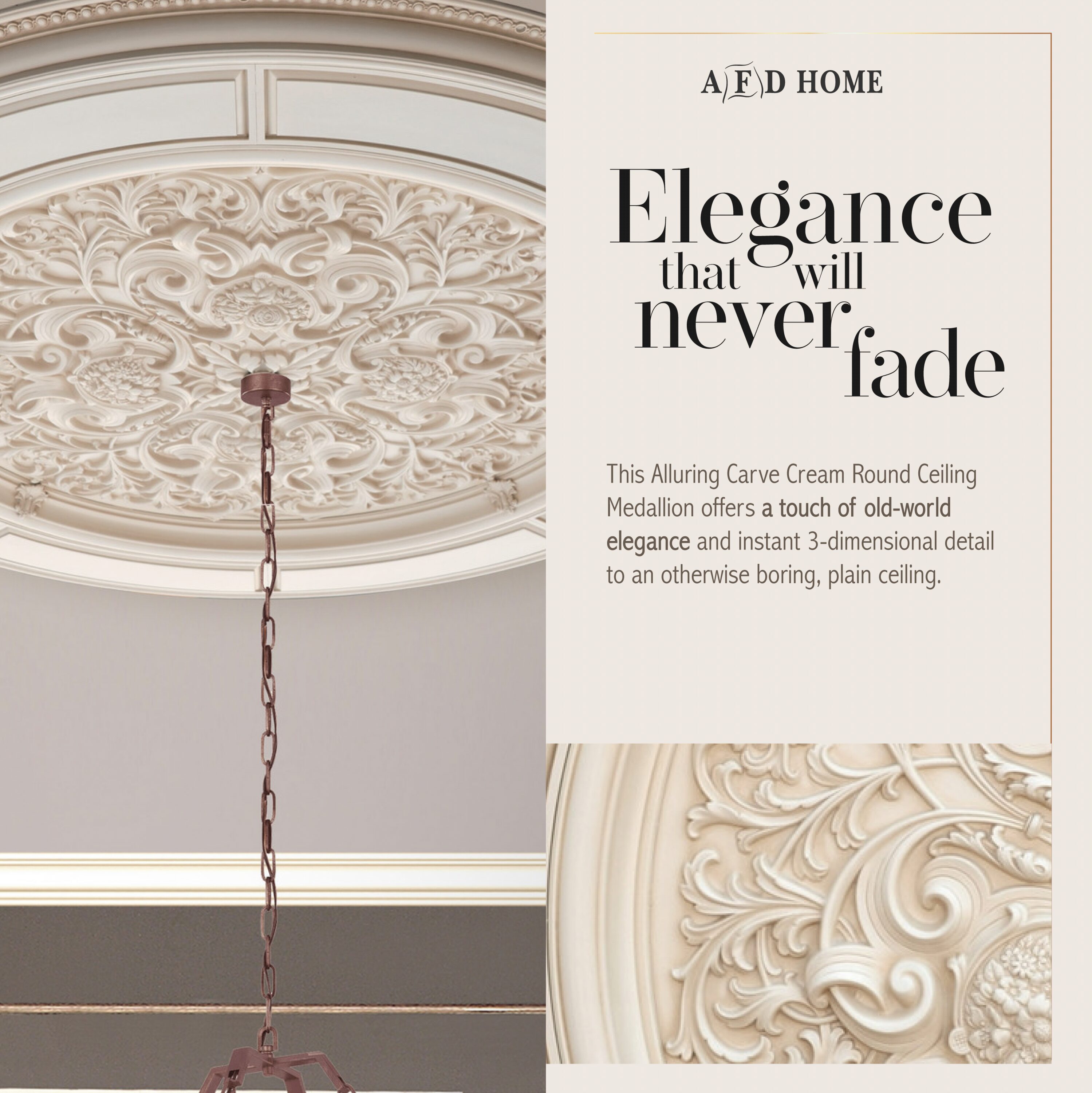 Alluring Carve Cream Round Ceiling Medallion