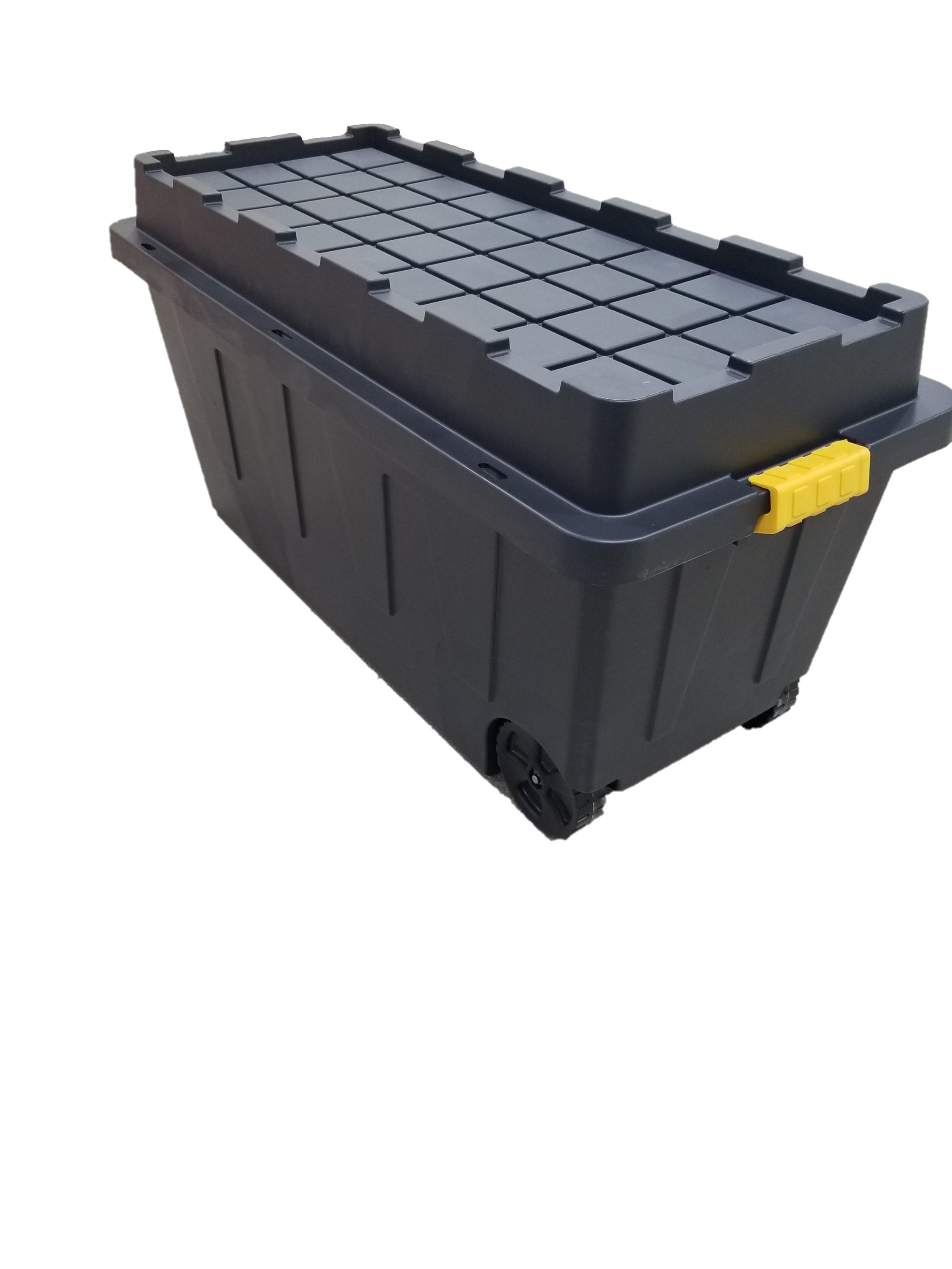 1 Black 64L Recycled Plastic Heavy Duty Stacking Storage Box with Lid & Handles 