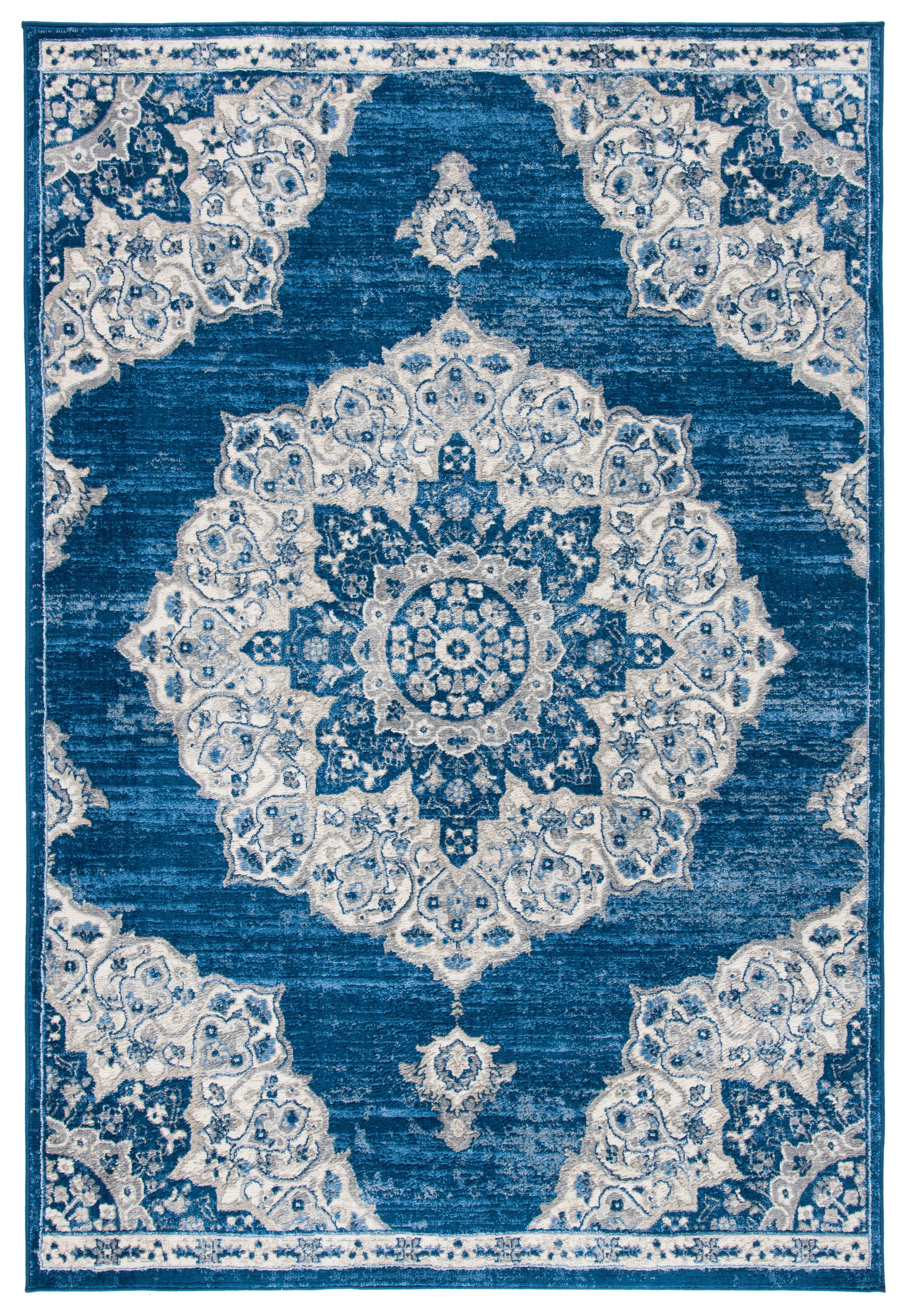 Safavieh BNT802P-8 Brentwood Coral 8 x 10 (ft) Loomed Polypropylene Navy/Ivory Rectangular Indoor Distressed/Overdyed Vintage Area rug