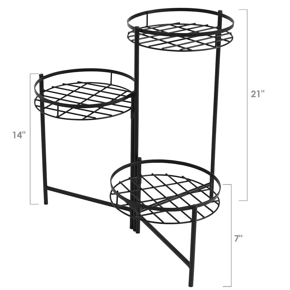 Black Iron 3-Tiered Indoor/Outdoor Plant Stand Set