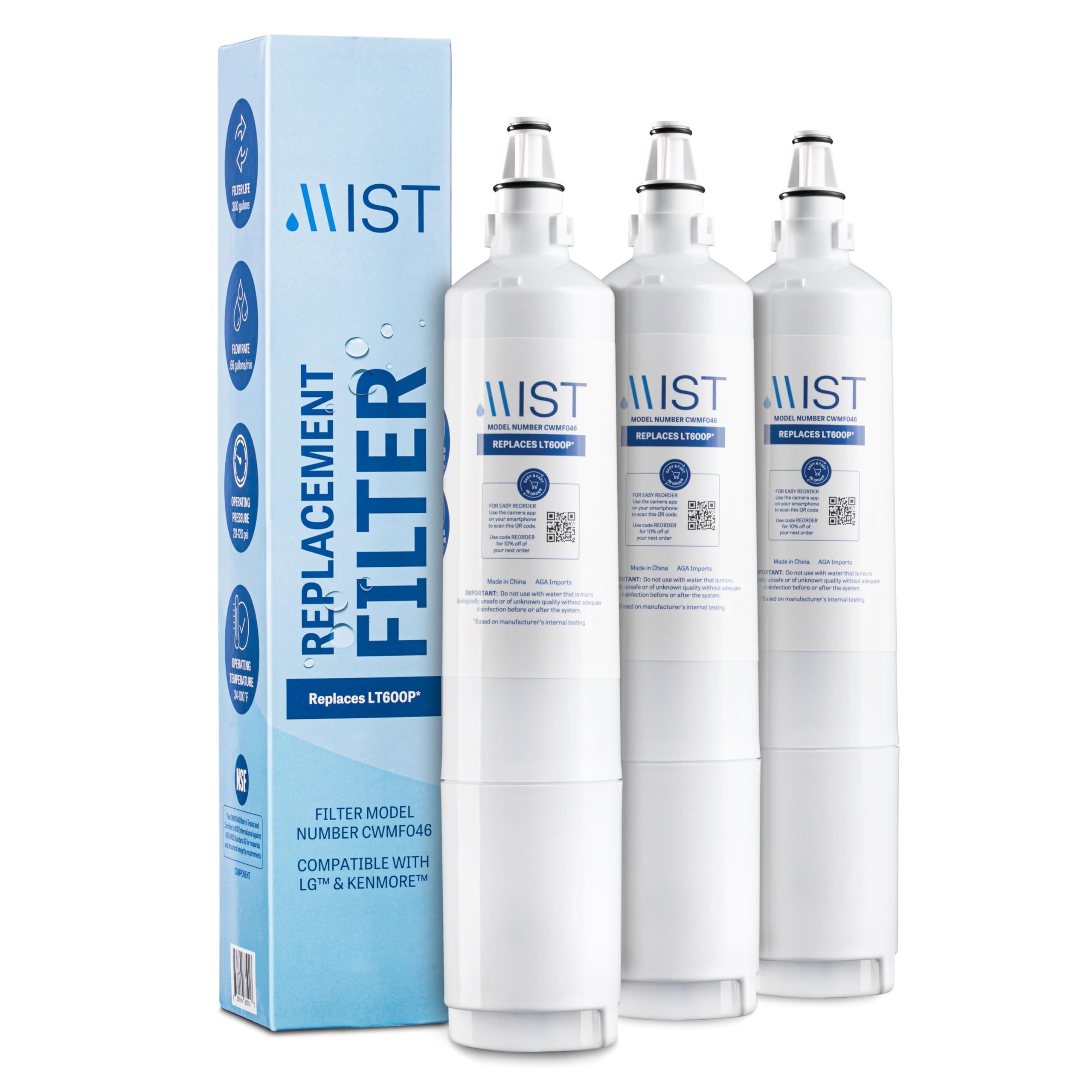 Mist Twist-in Refrigerator Water Filter LT600P 3 -Pack #CWMF346